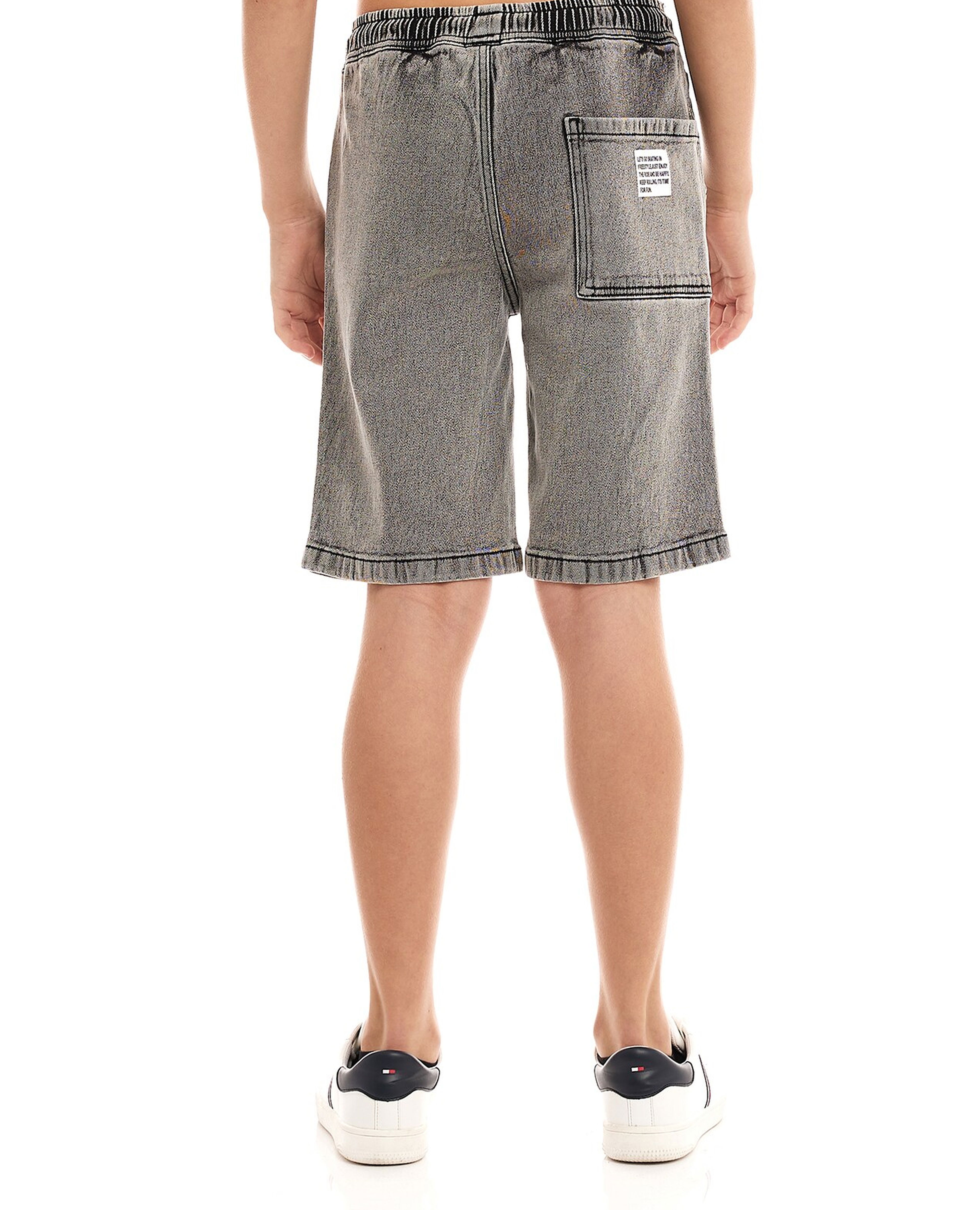 Washed Denim Shorts with Drawstring Waist