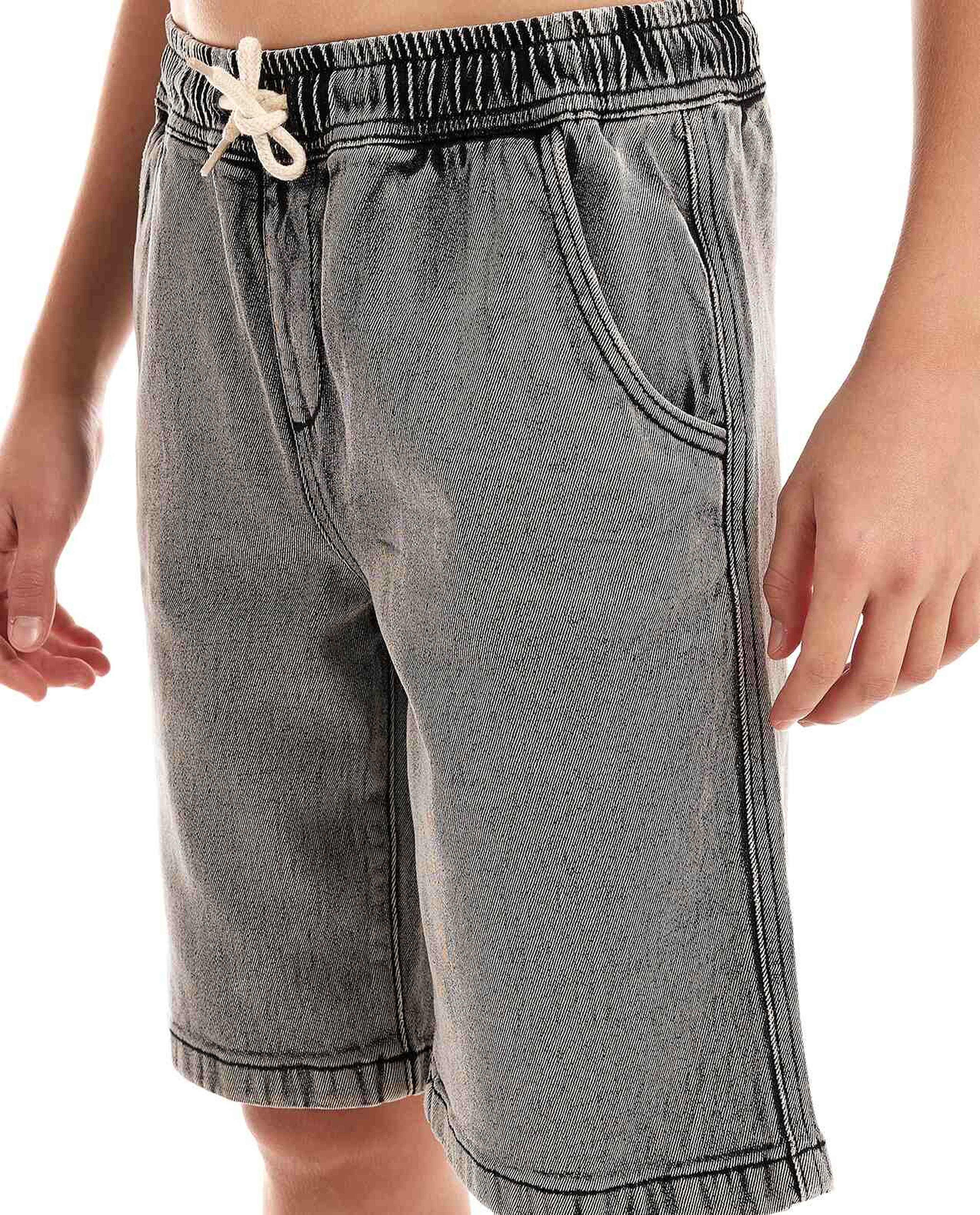 Washed Denim Shorts with Drawstring Waist