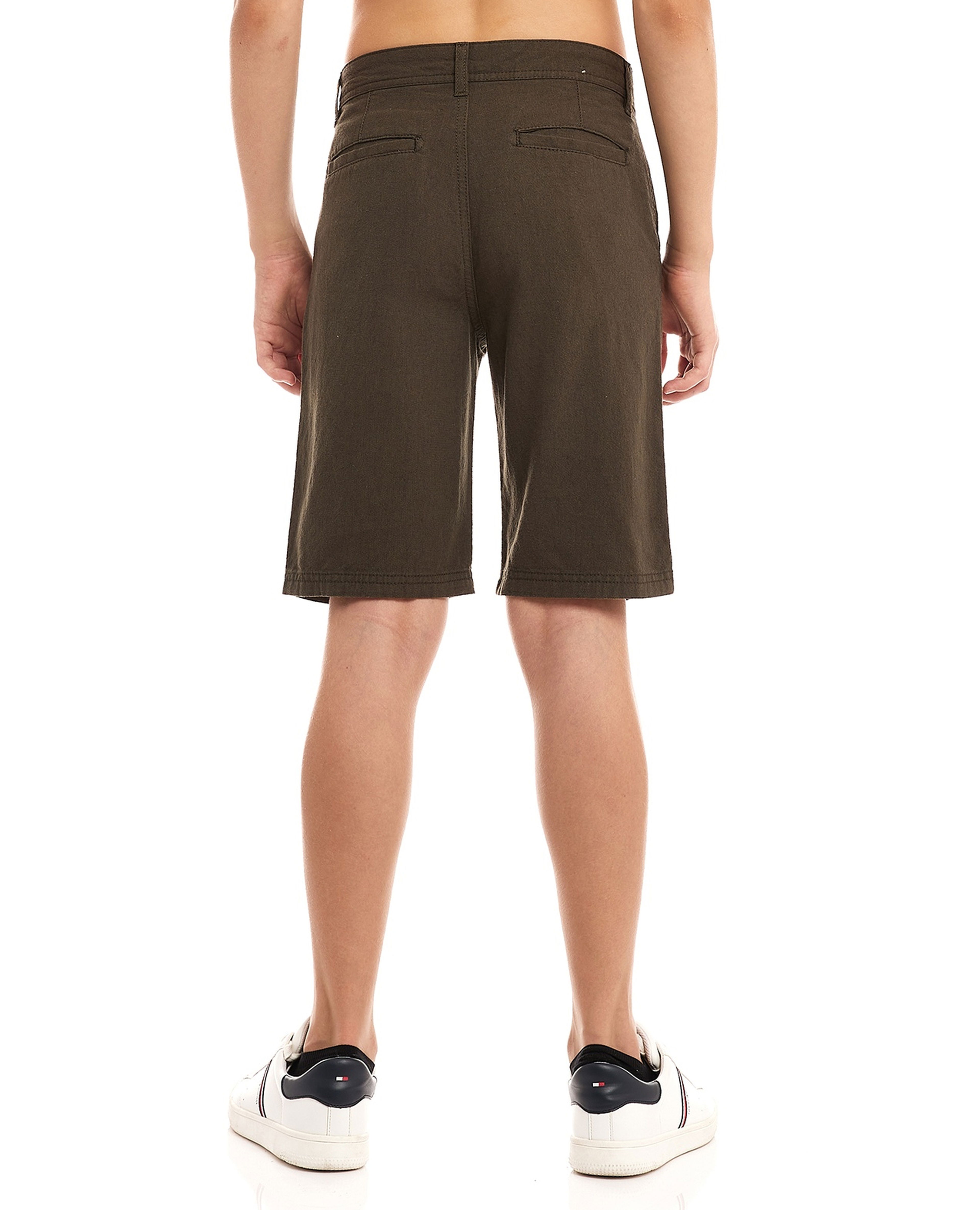 Solid Shorts with Button Closure