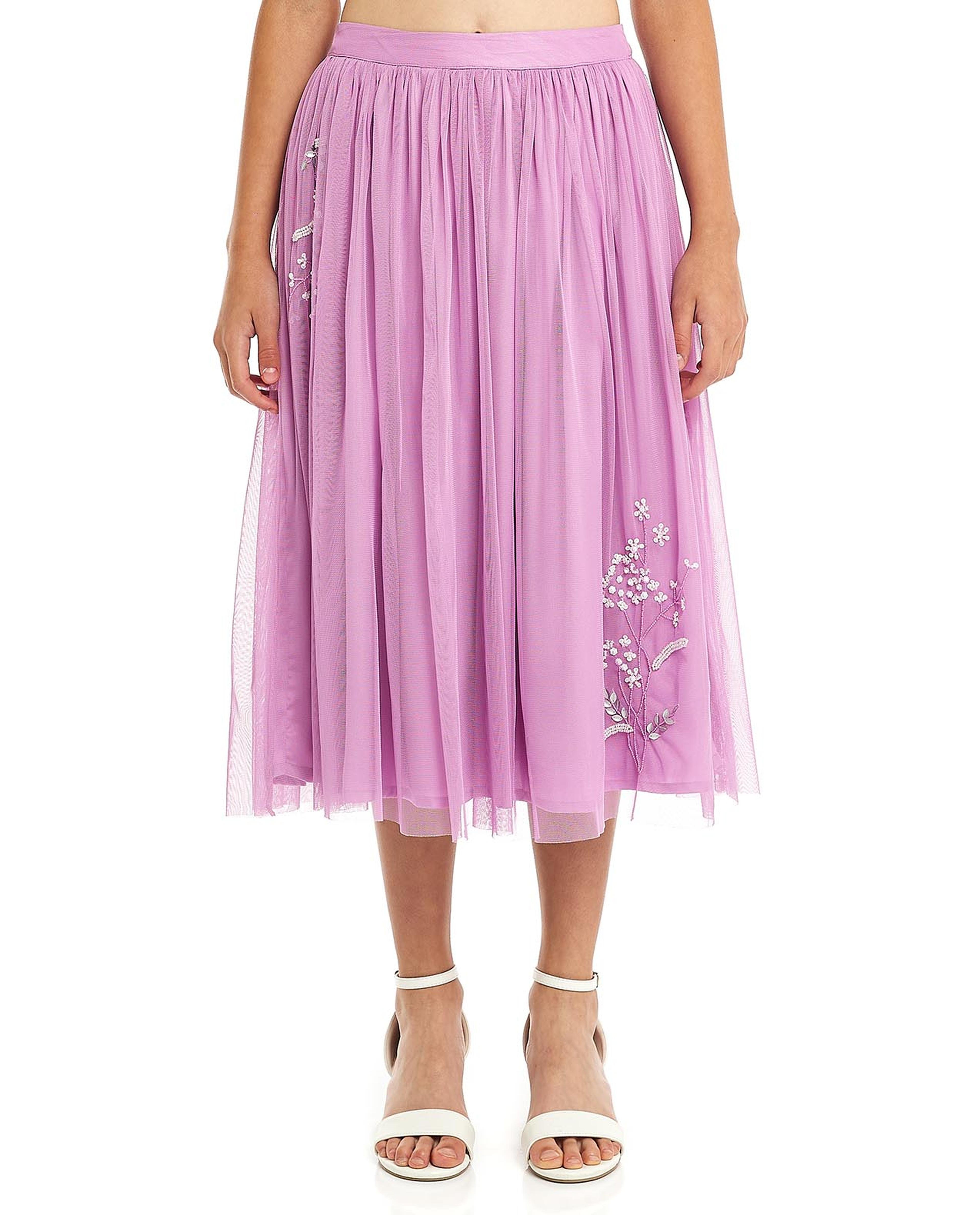 Embroidered Top and Tulle Skirt Set
