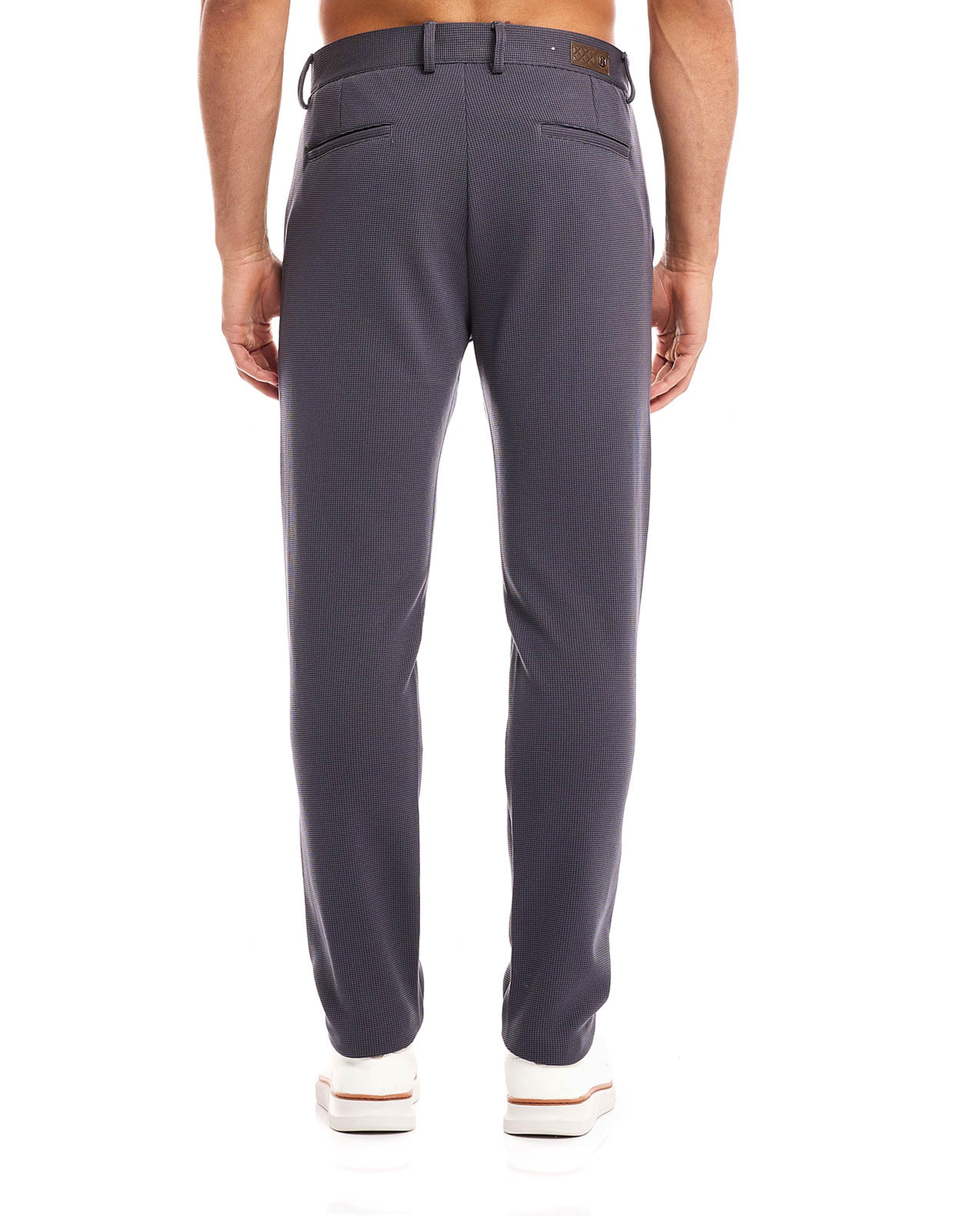 Textured Slim Fit Trousers with Button Closure