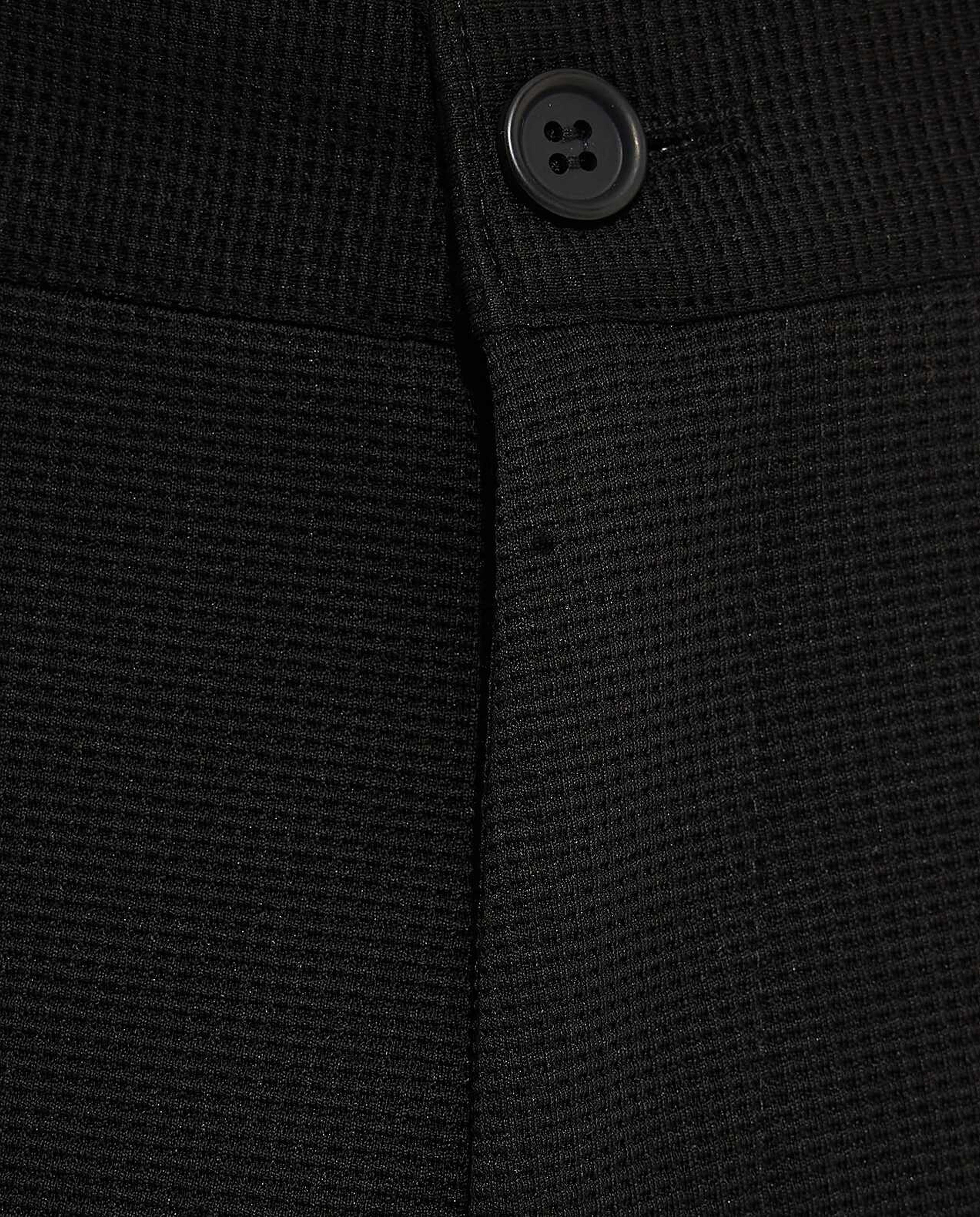 Waffle Patterned Straight Fit Trousers with Button Closure
