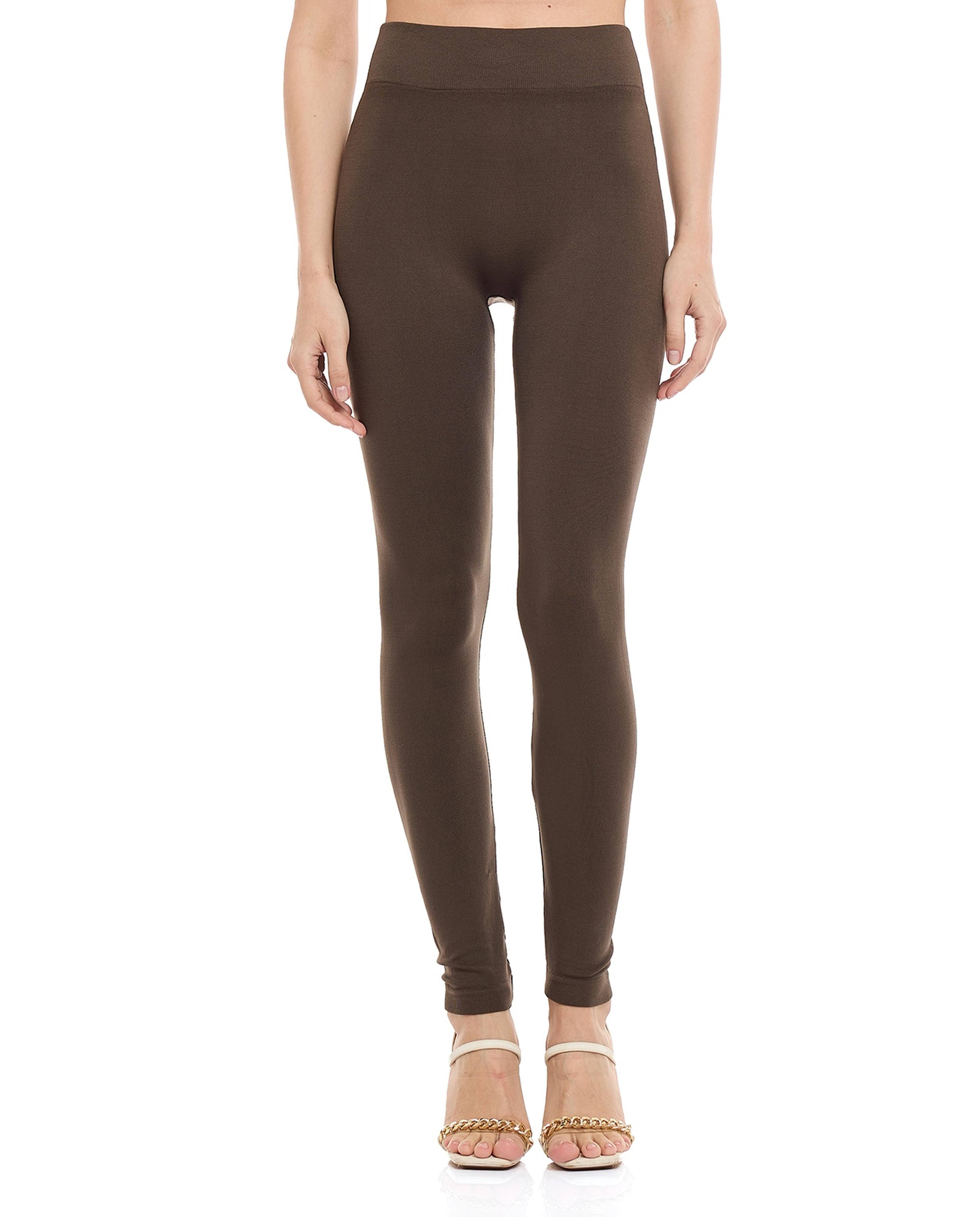 Solid Seamless Leggings with Elastic Waist