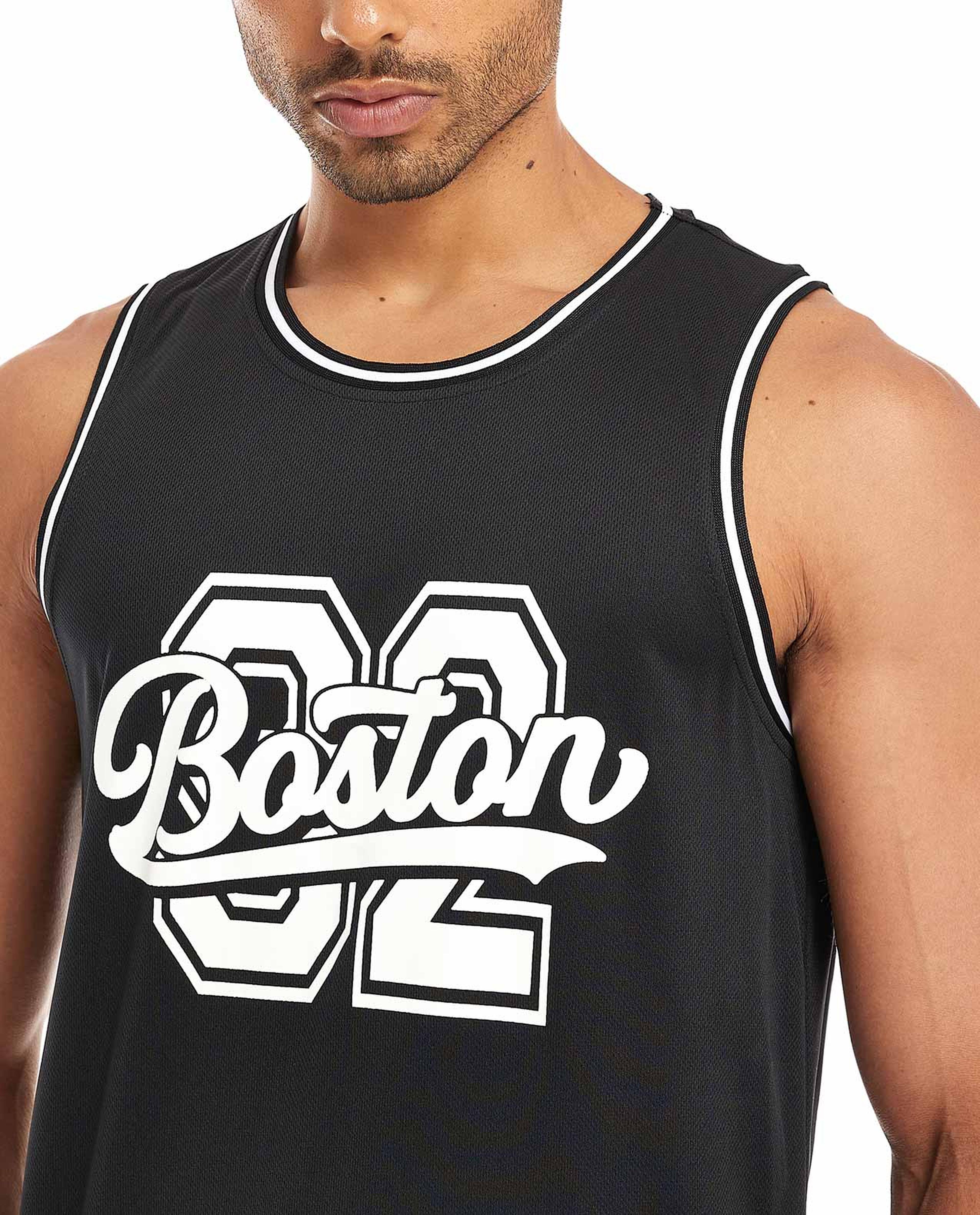 Printed Tank Top with Crew Neck