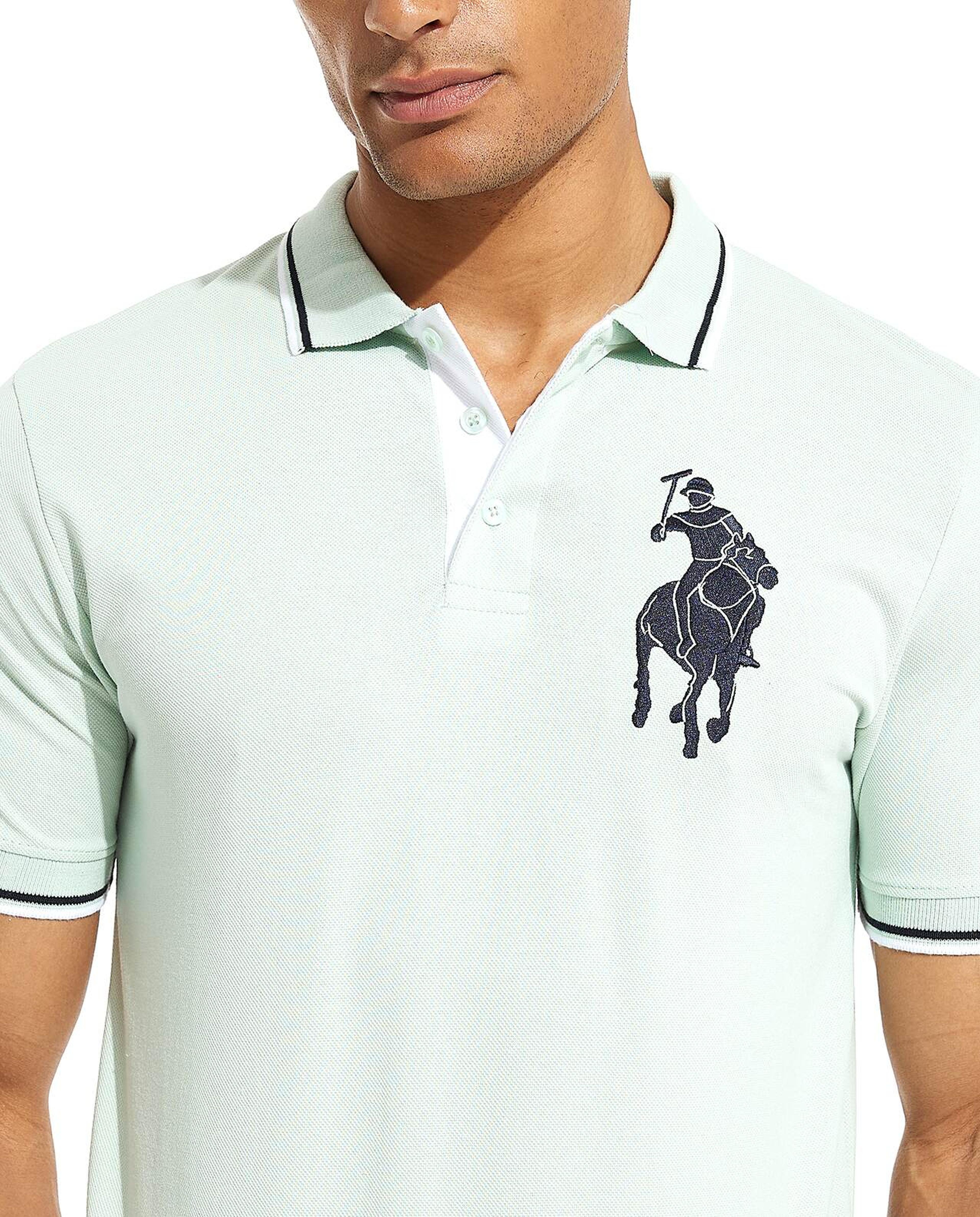 Logo Embroidered Polo T-Shirt with Short Sleeves