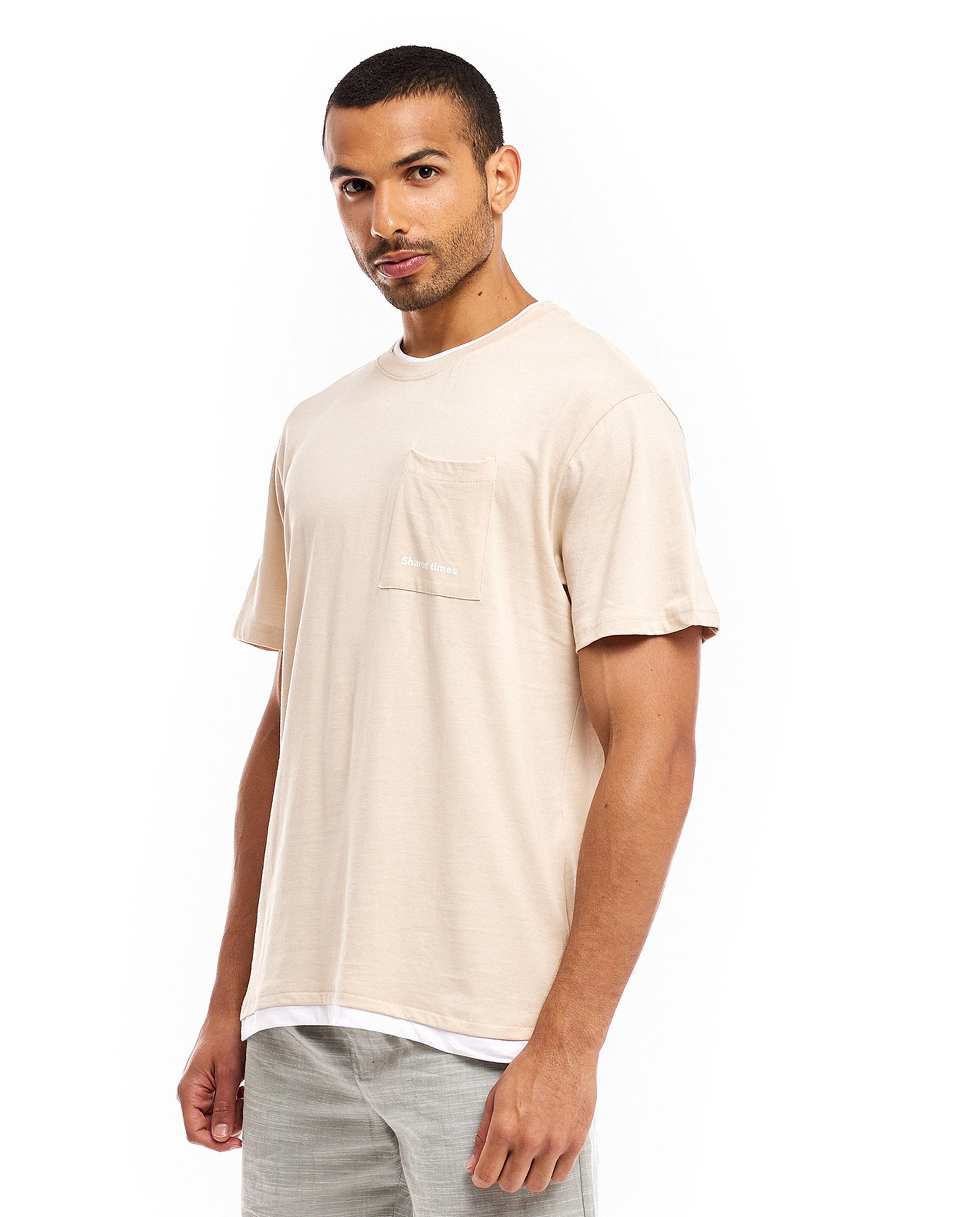 Pocket Detail T-Shirt with Crew Neck and Short Sleeves