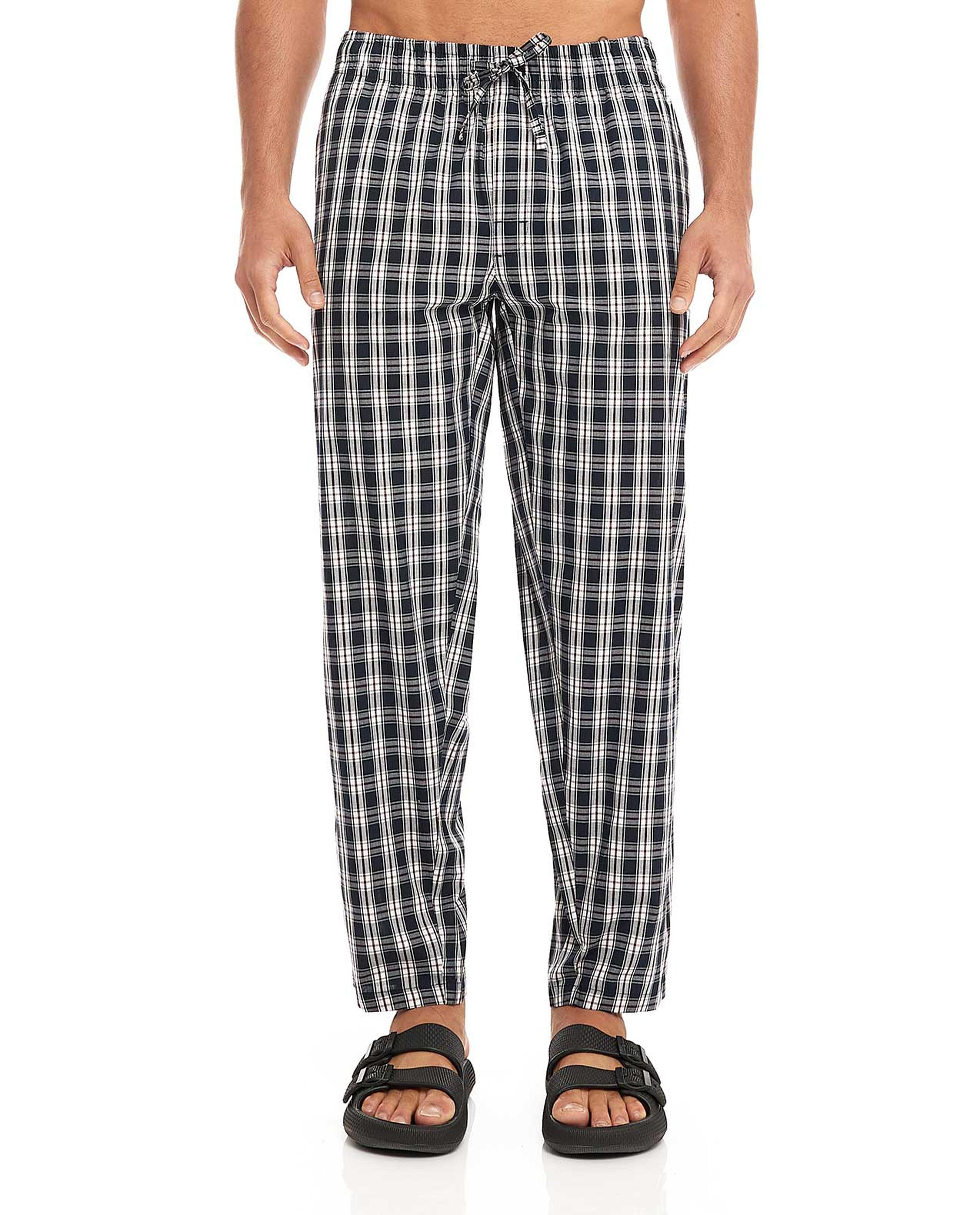 Checked Lounge Pants with Drawstring Waist