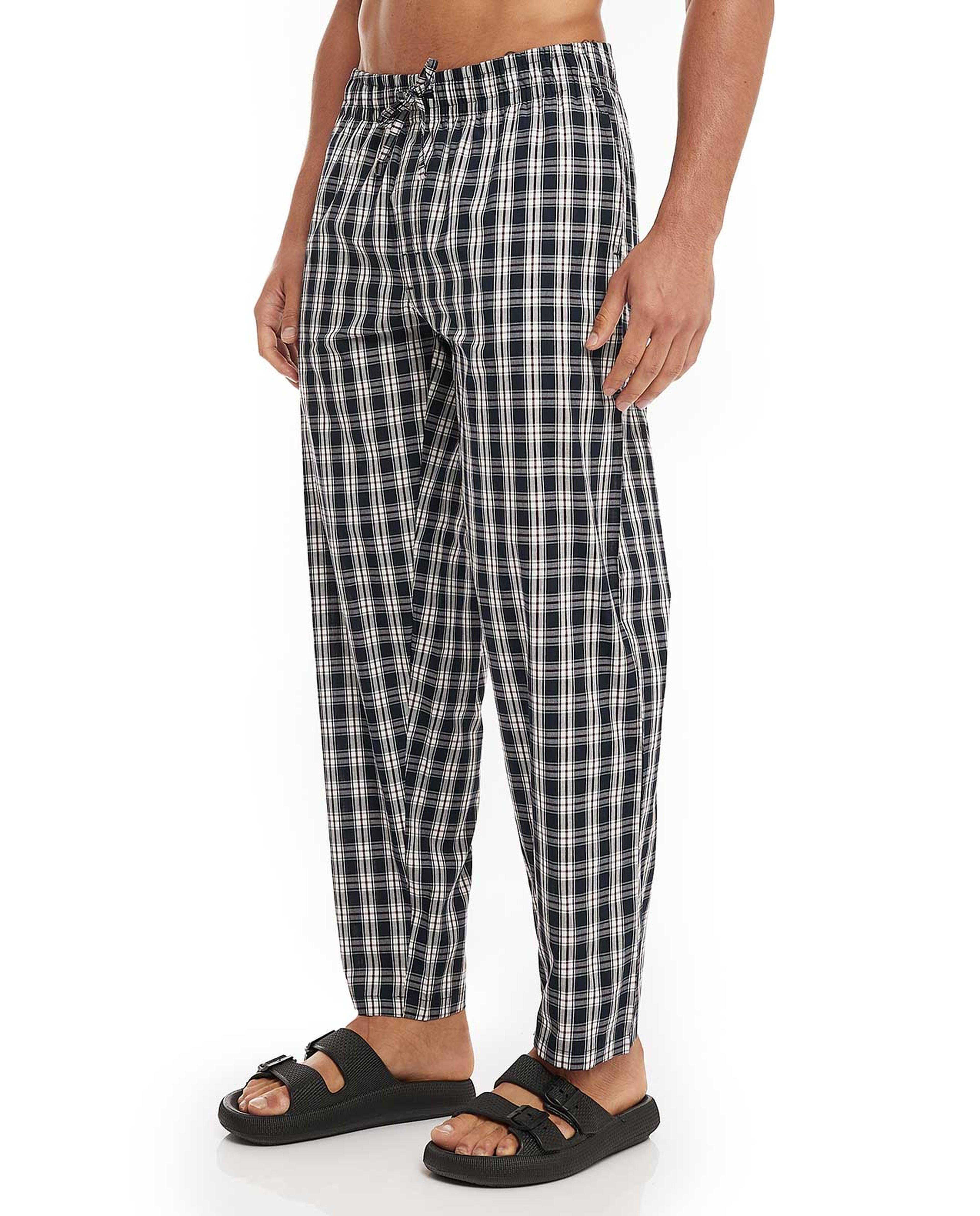 Checked Lounge Pants with Drawstring Waist