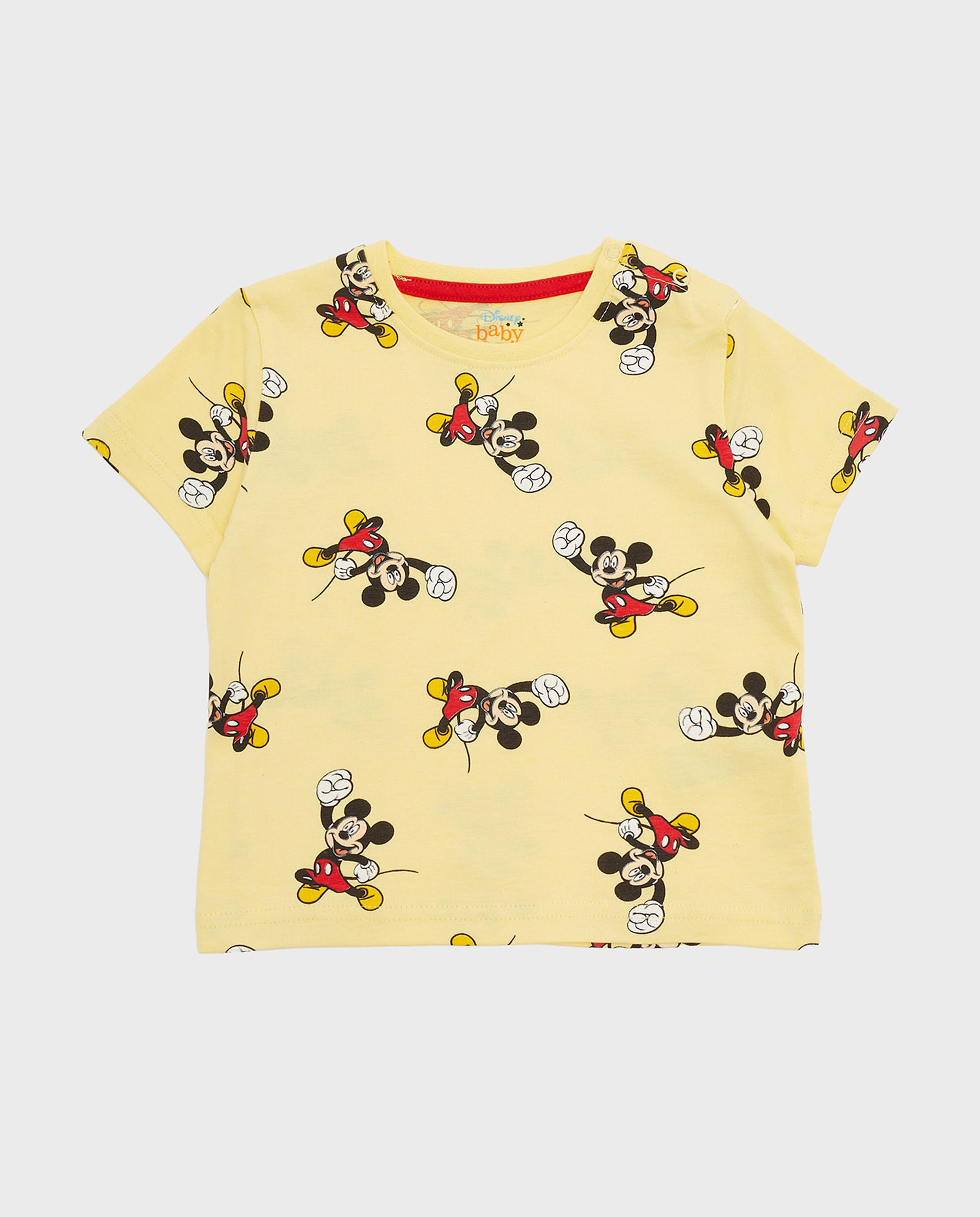 Pack of 2 Mickey Mouse T-Shirts with Crew Neck and Short Sleeves