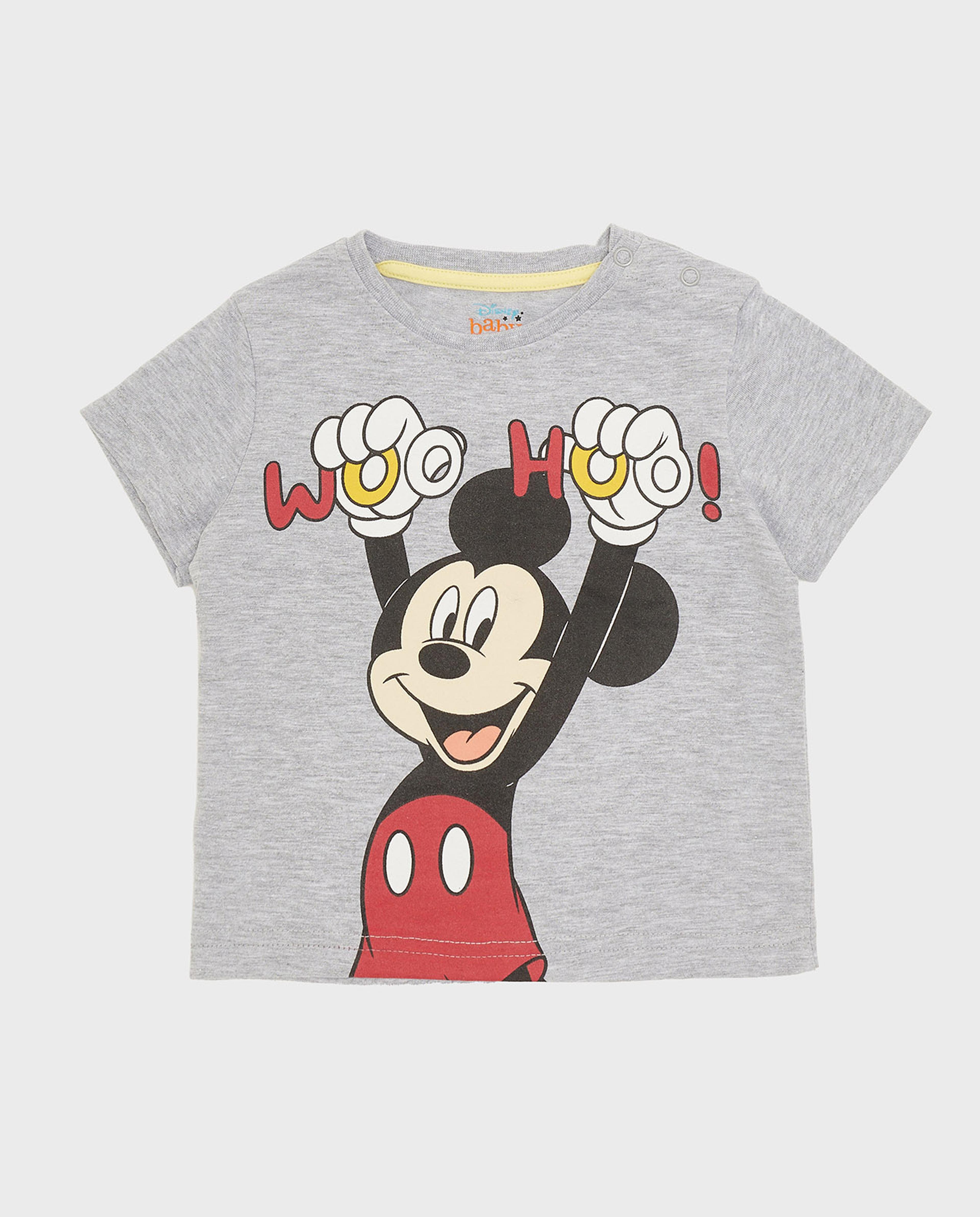 Pack of 2 Mickey Mouse T-Shirts with Crew Neck and Short Sleeves
