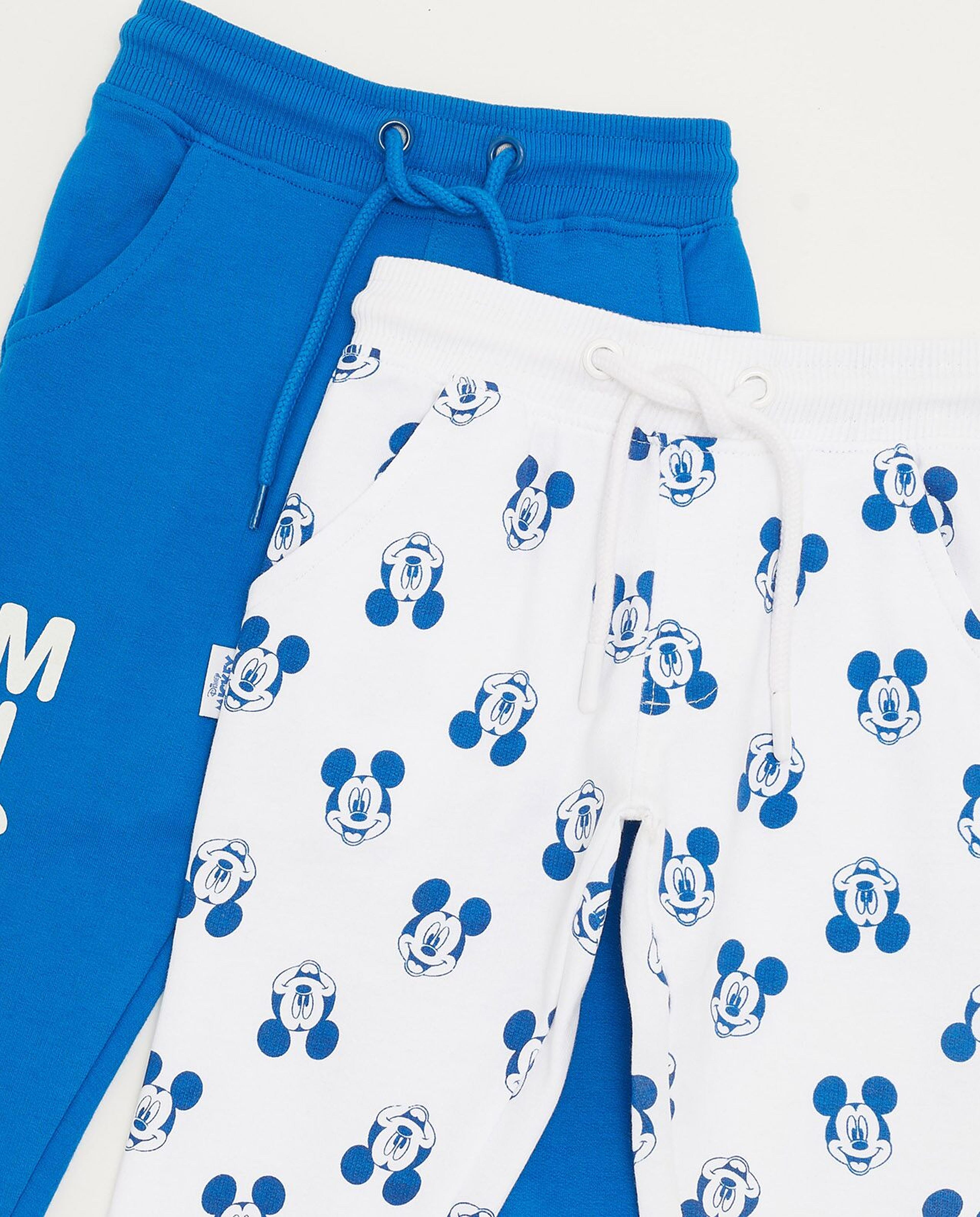 Pack of 2 Mickey Mouse Printed Joggers with Drawstring Waist