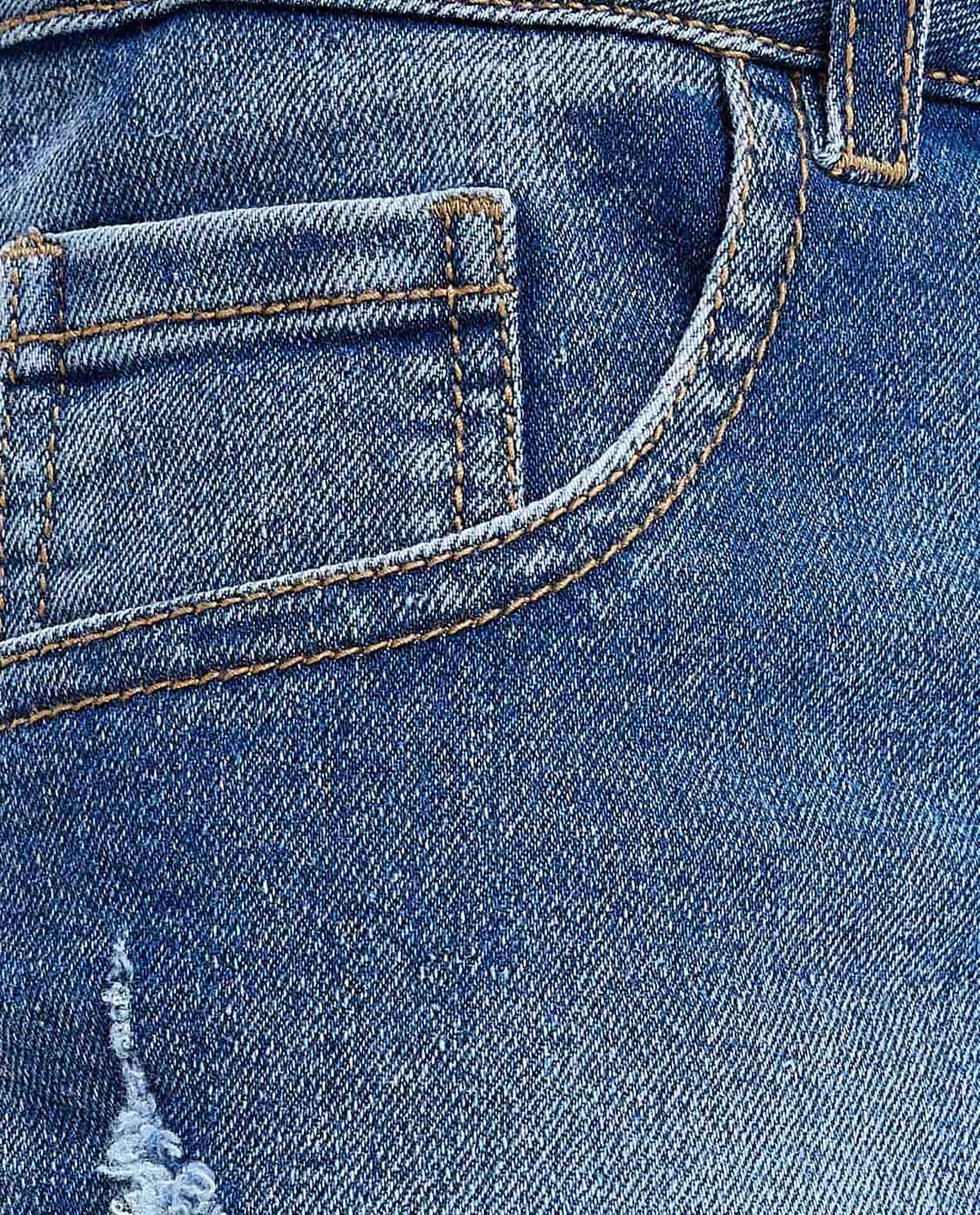 Lace Detail Denim Shorts with Button Closure
