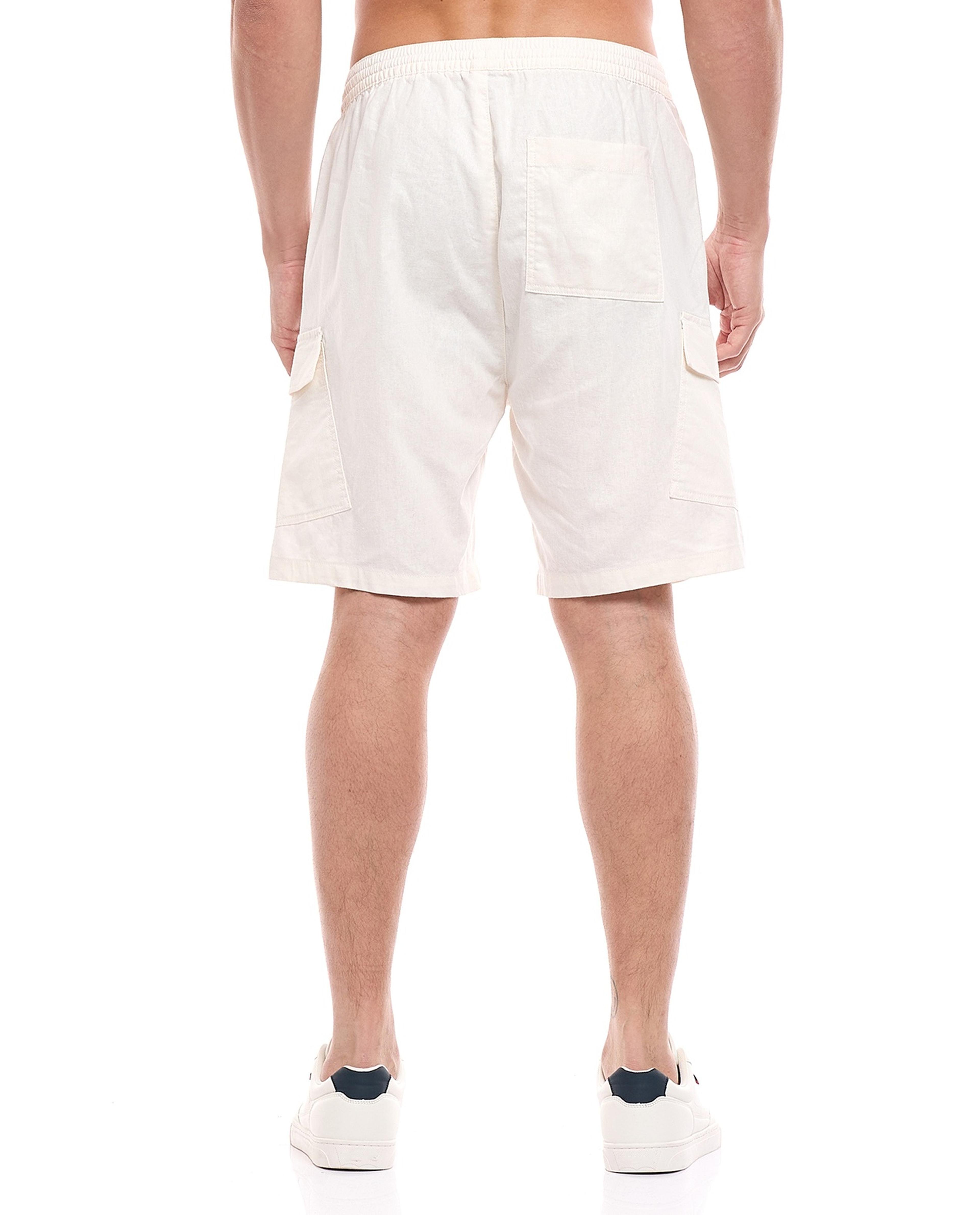 Solid Cargo Shorts with Elastic Waist