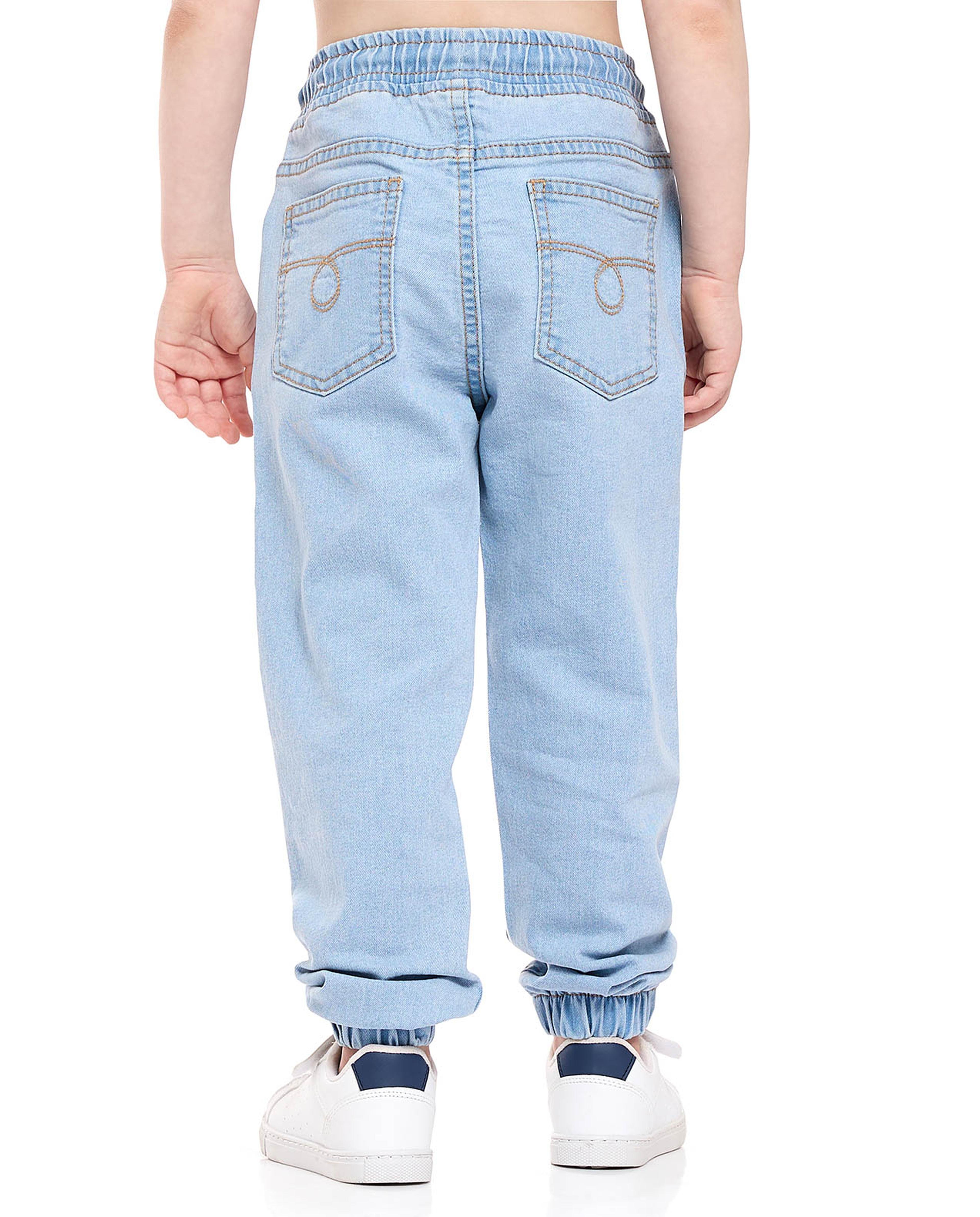 Faded Jogger Jeans with Drawstring Waist