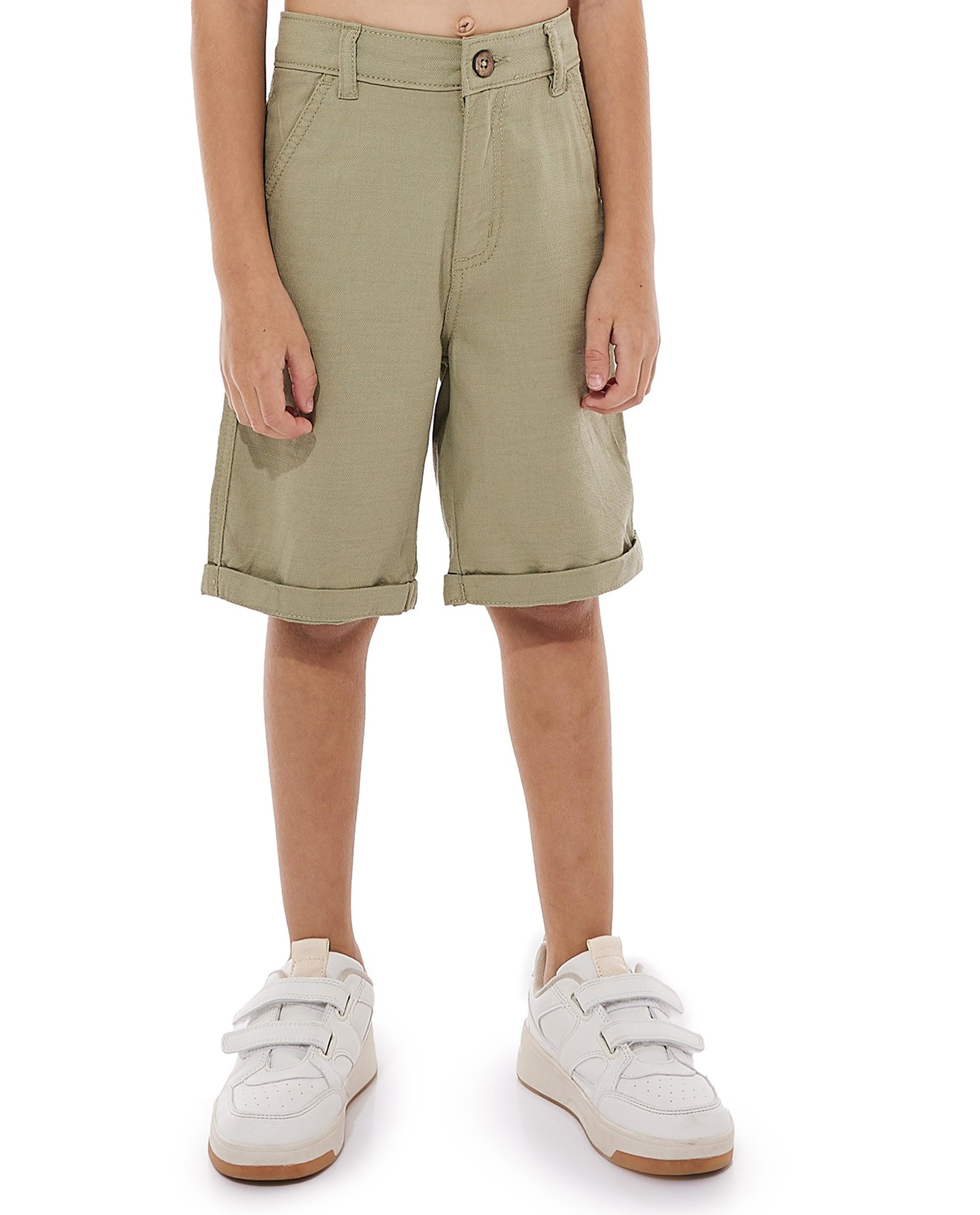 Woven Shorts with Button Closure