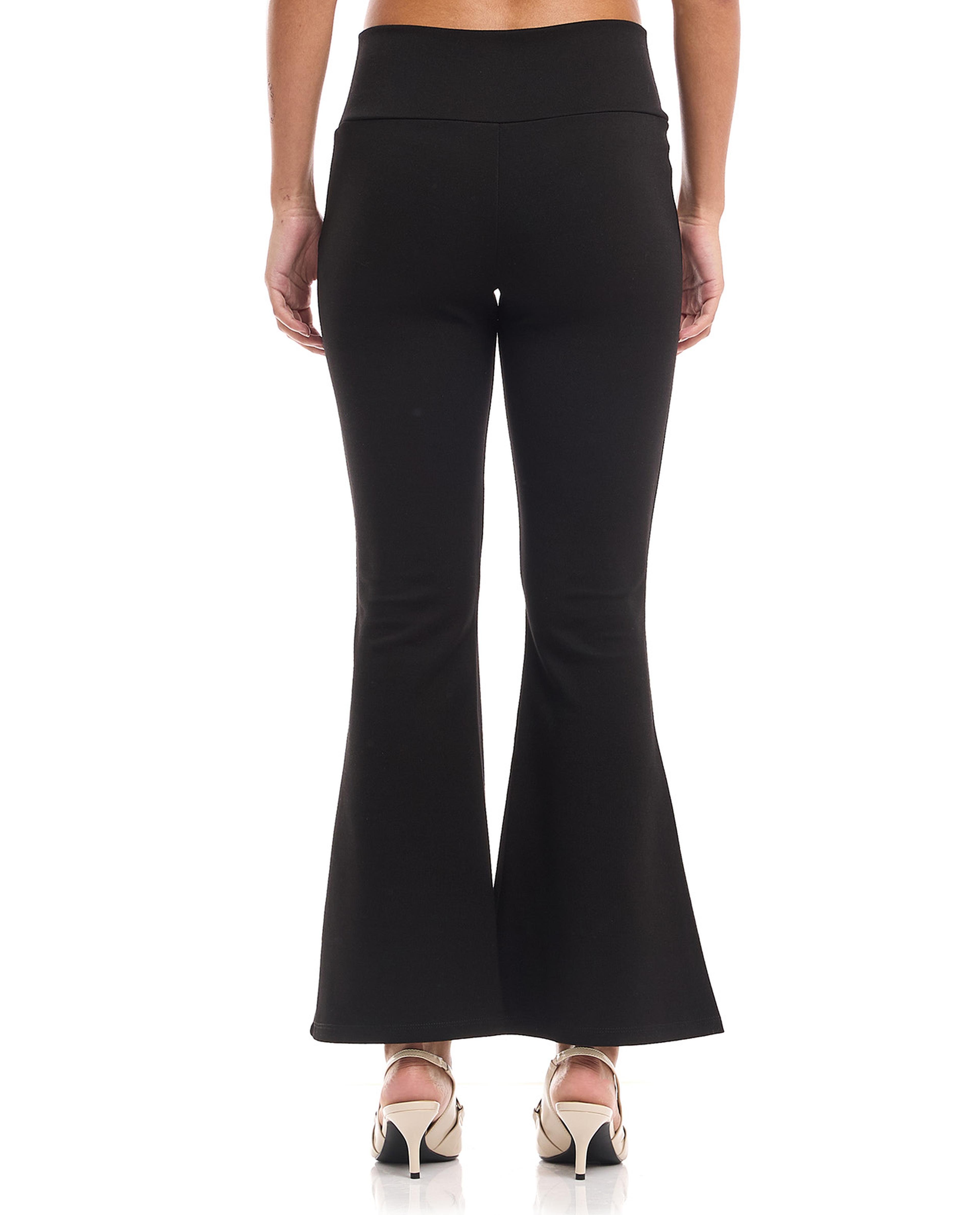 Solid Flared Pants with Elastic Waist