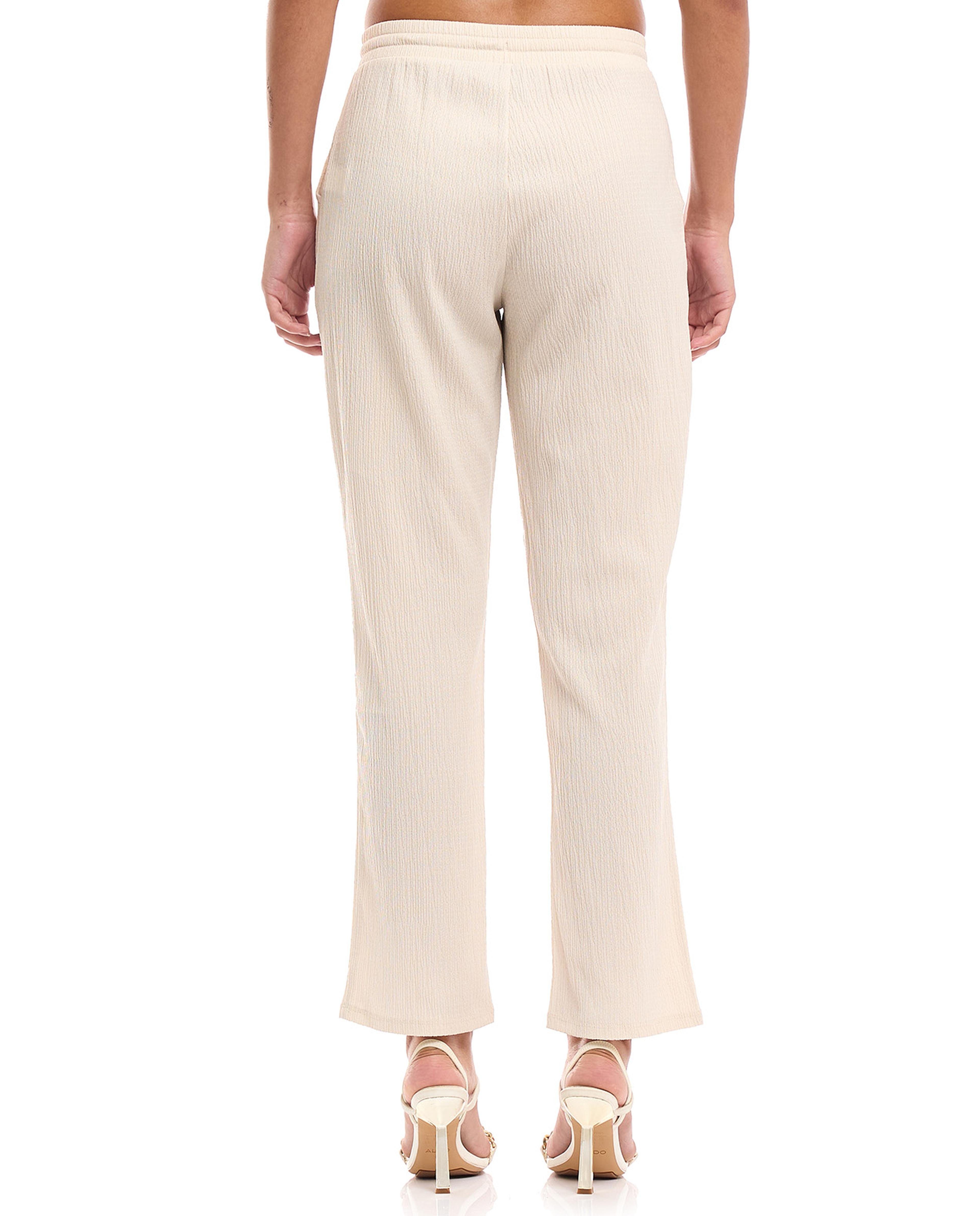 Solid Straight Fit Pants with Drawstring Waist