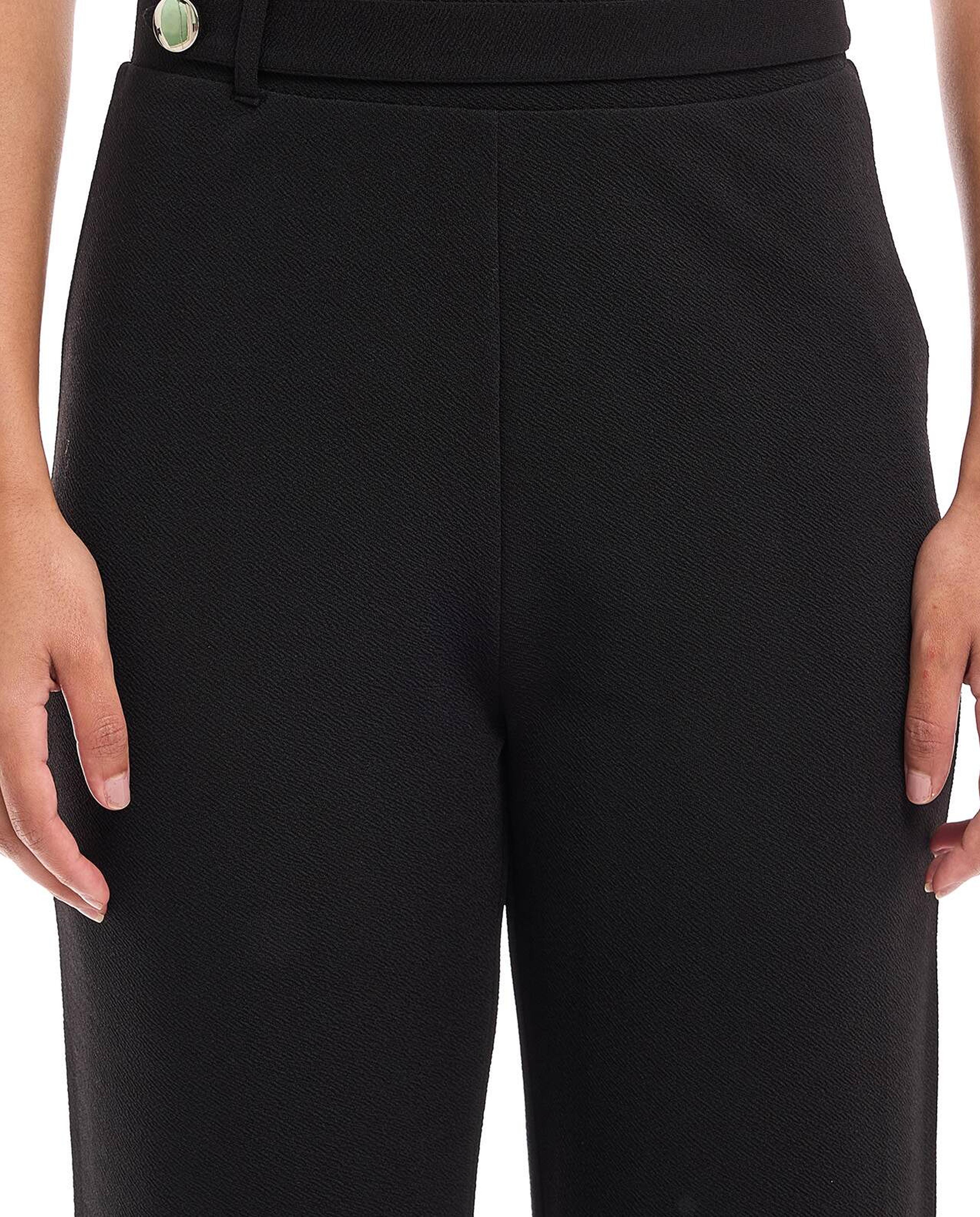 Textured Pants with Elastic Waist