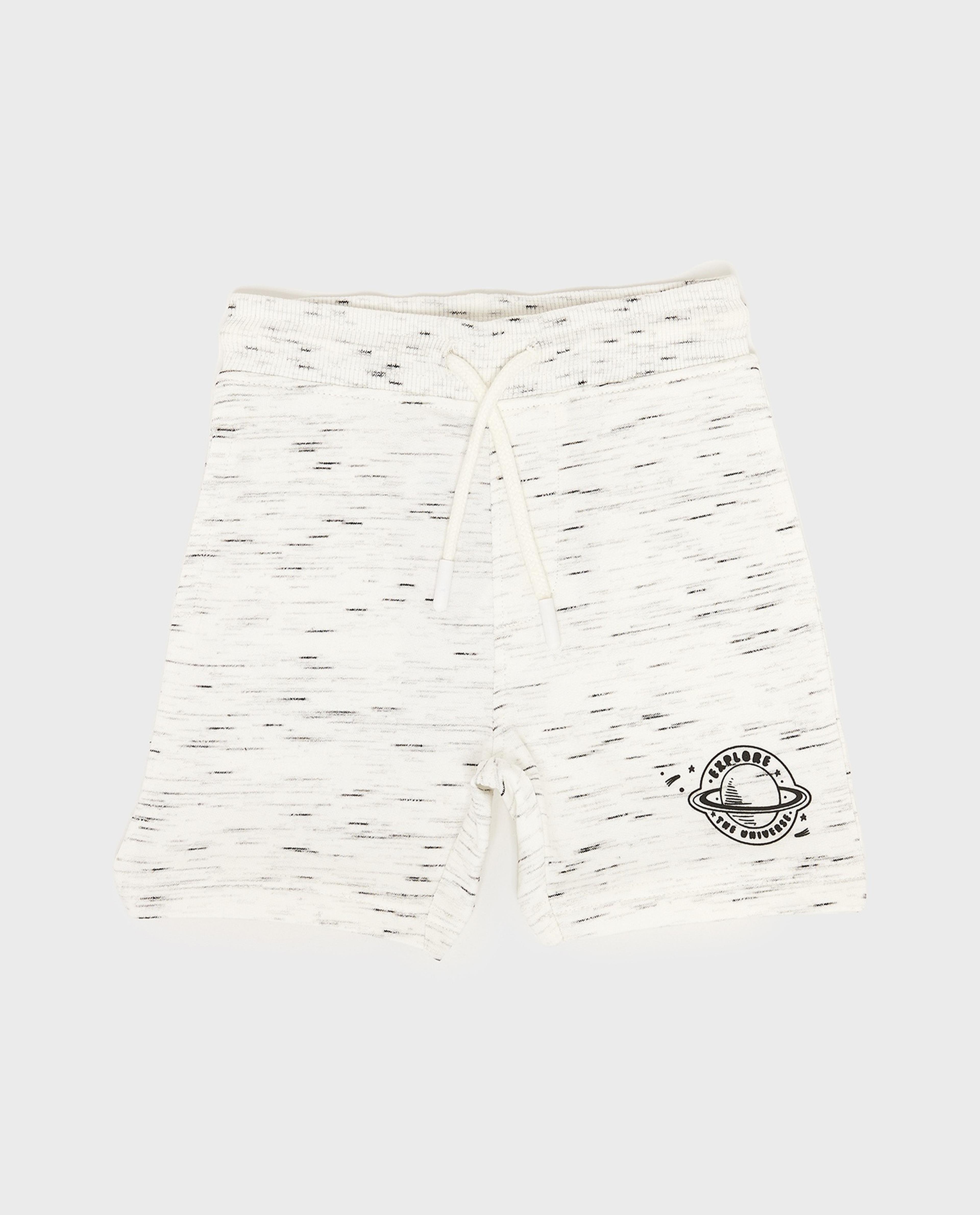 Print Detail Shorts with Drawstring Waist