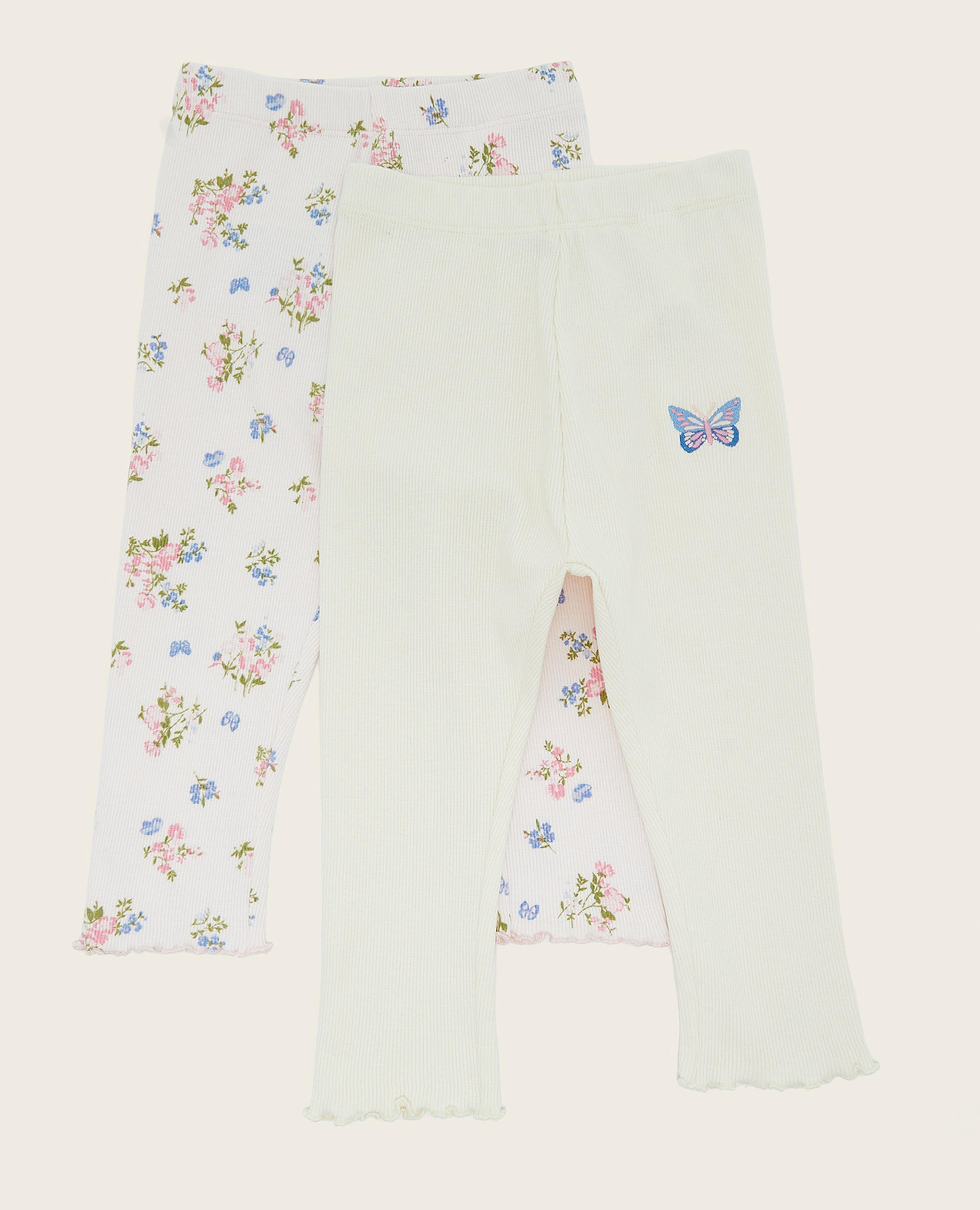2 Pack Embroidery Detail Pants with Elastic Waist