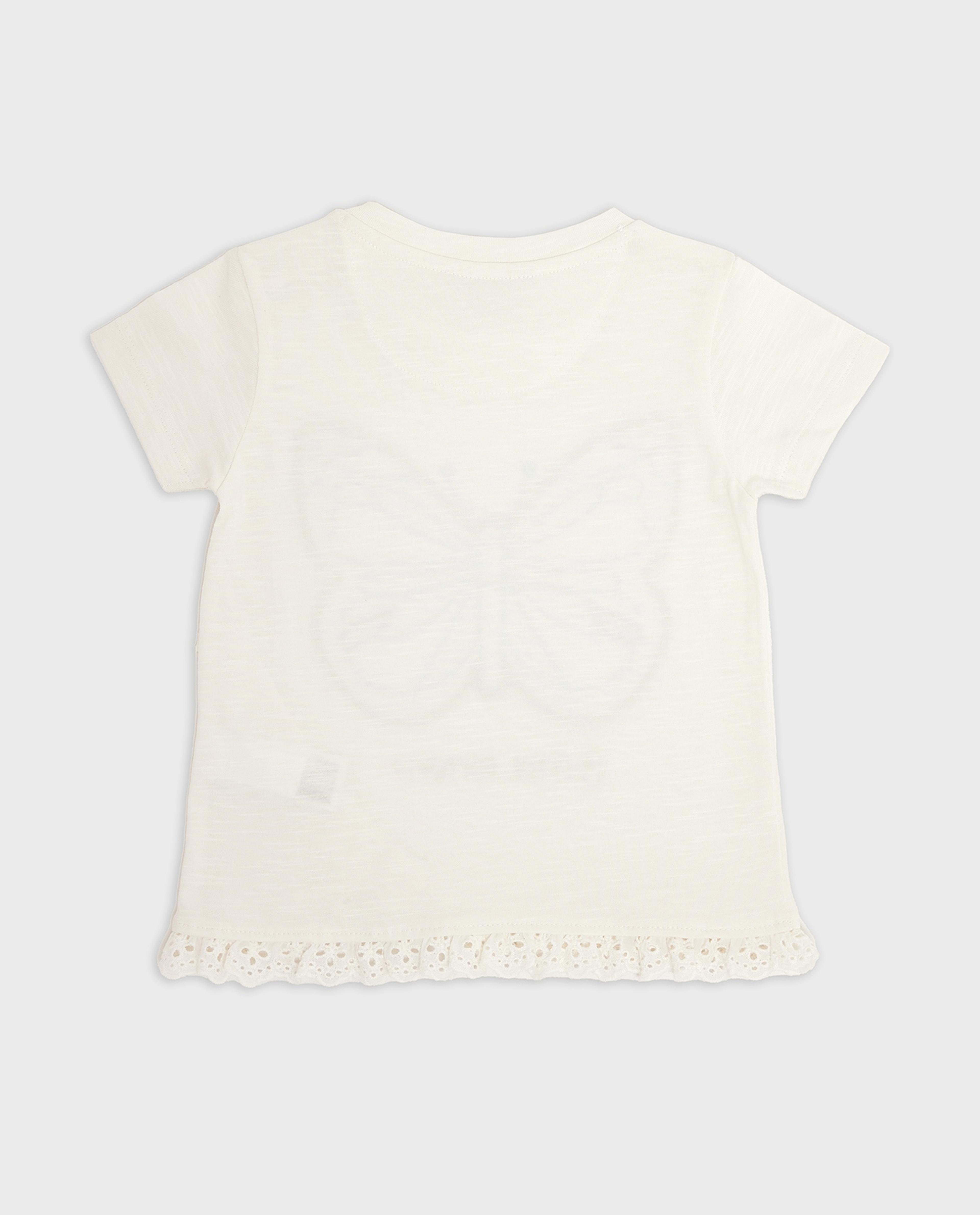 Embroidered Top with Crew Neck and Short Sleeves
