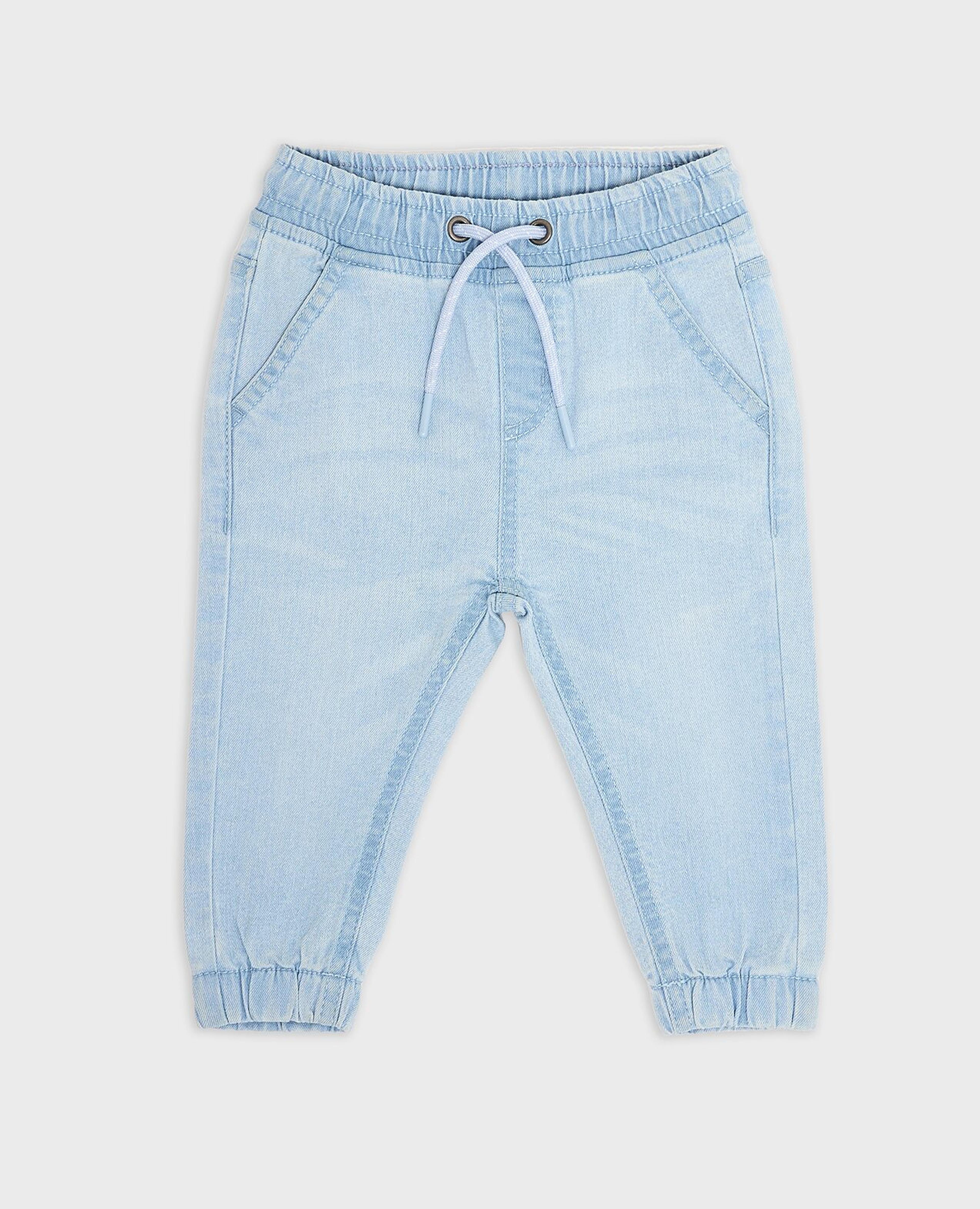 Washed Jogger Jeans with Drawstring Waist