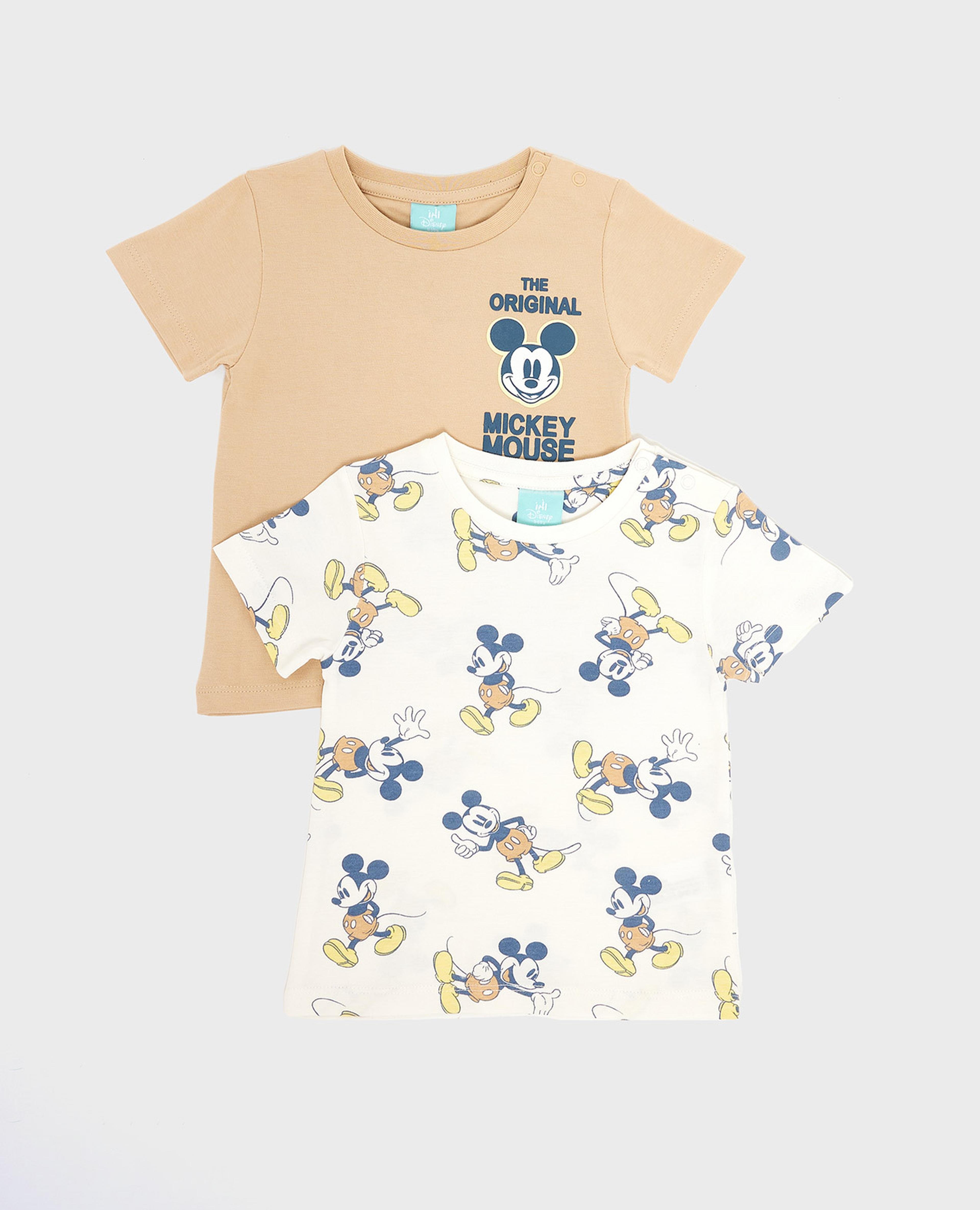 2 Pack Mickey Mouse Print T-Shirts with Short Sleeves
