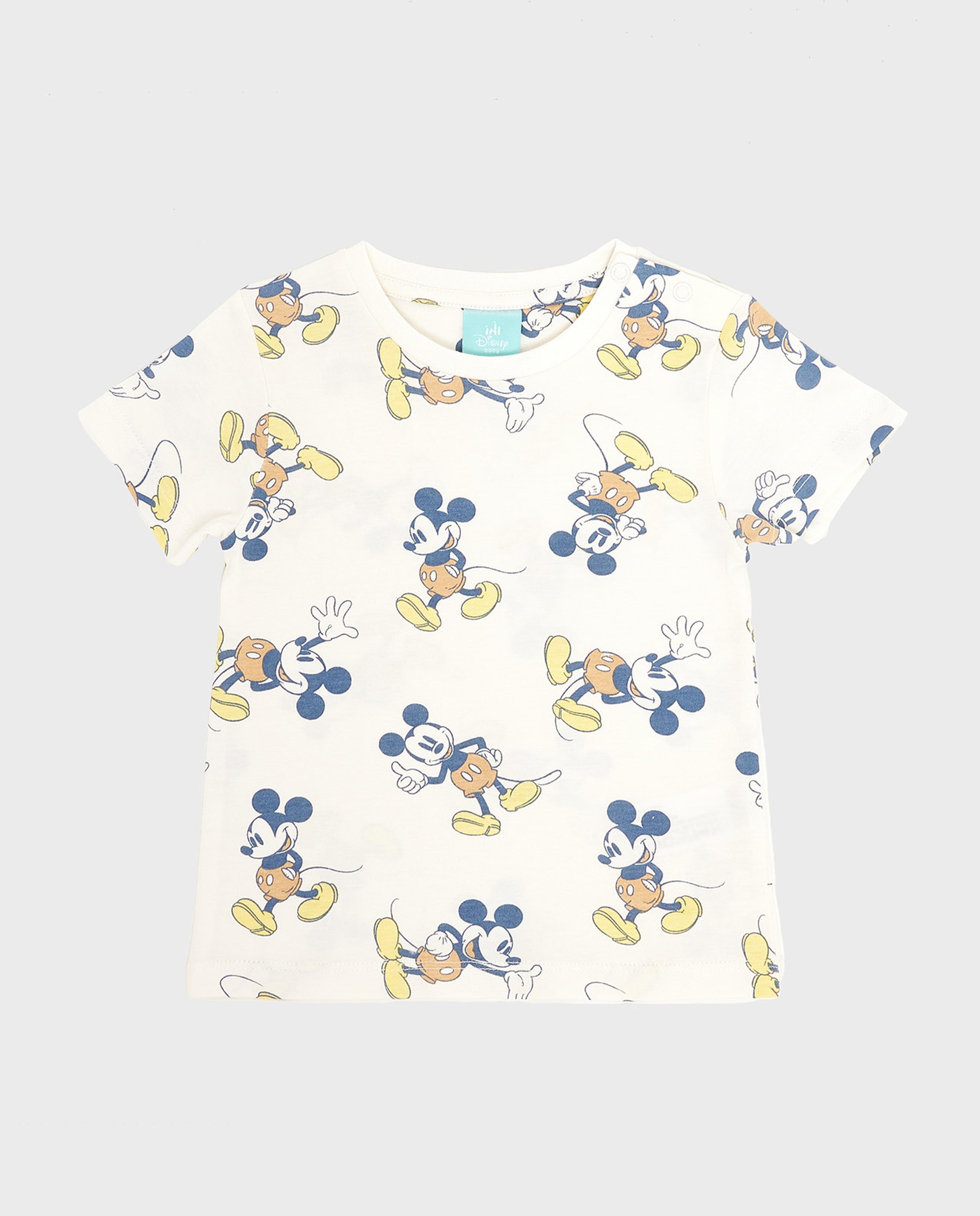 2 Pack Mickey Mouse Print T-Shirts with Short Sleeves