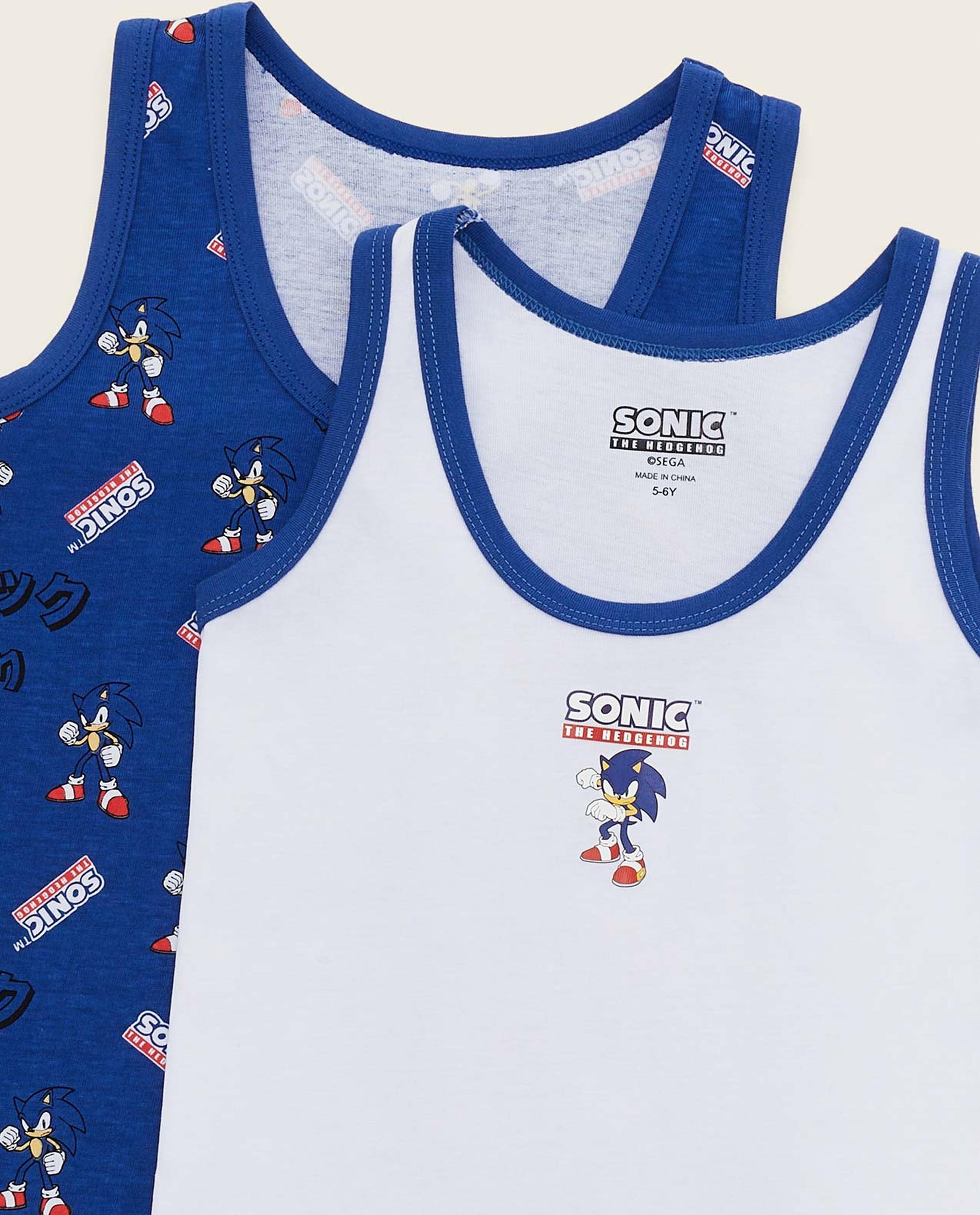 3 Pack Sonic Print Vests