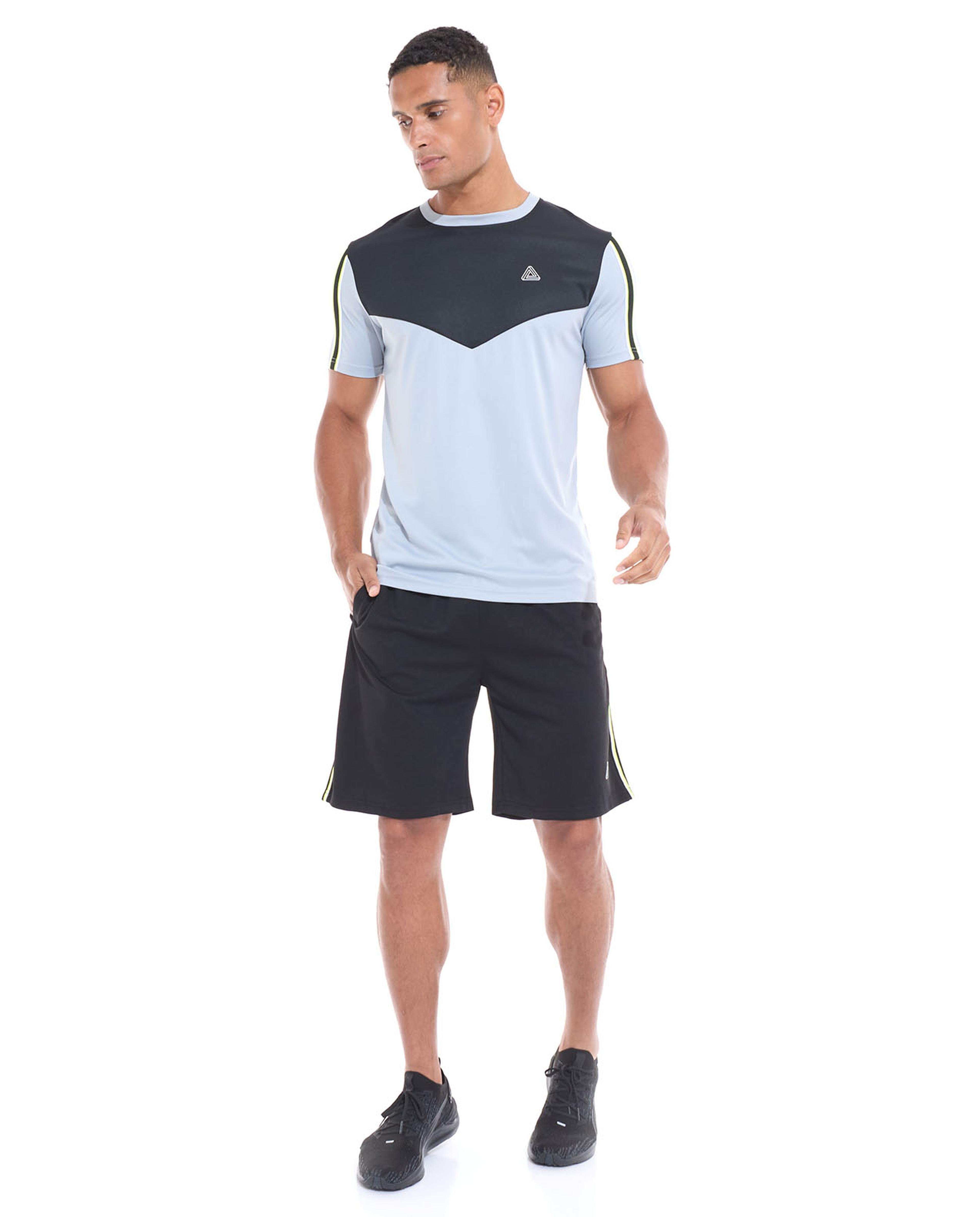 Color Block Active T-Shirt with Crew Neck and Short Sleeves