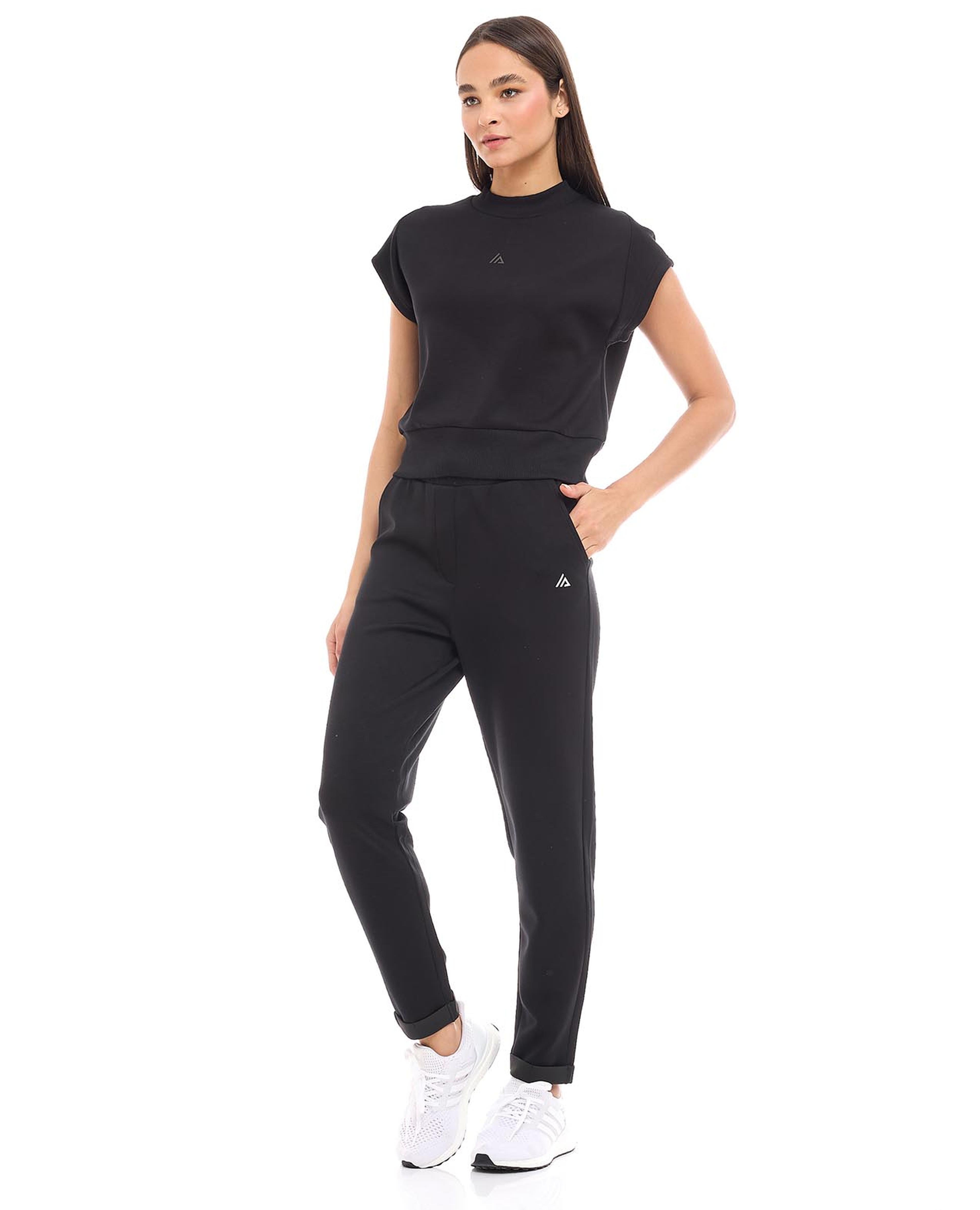 Solid Track Pants with Drawstring Waist