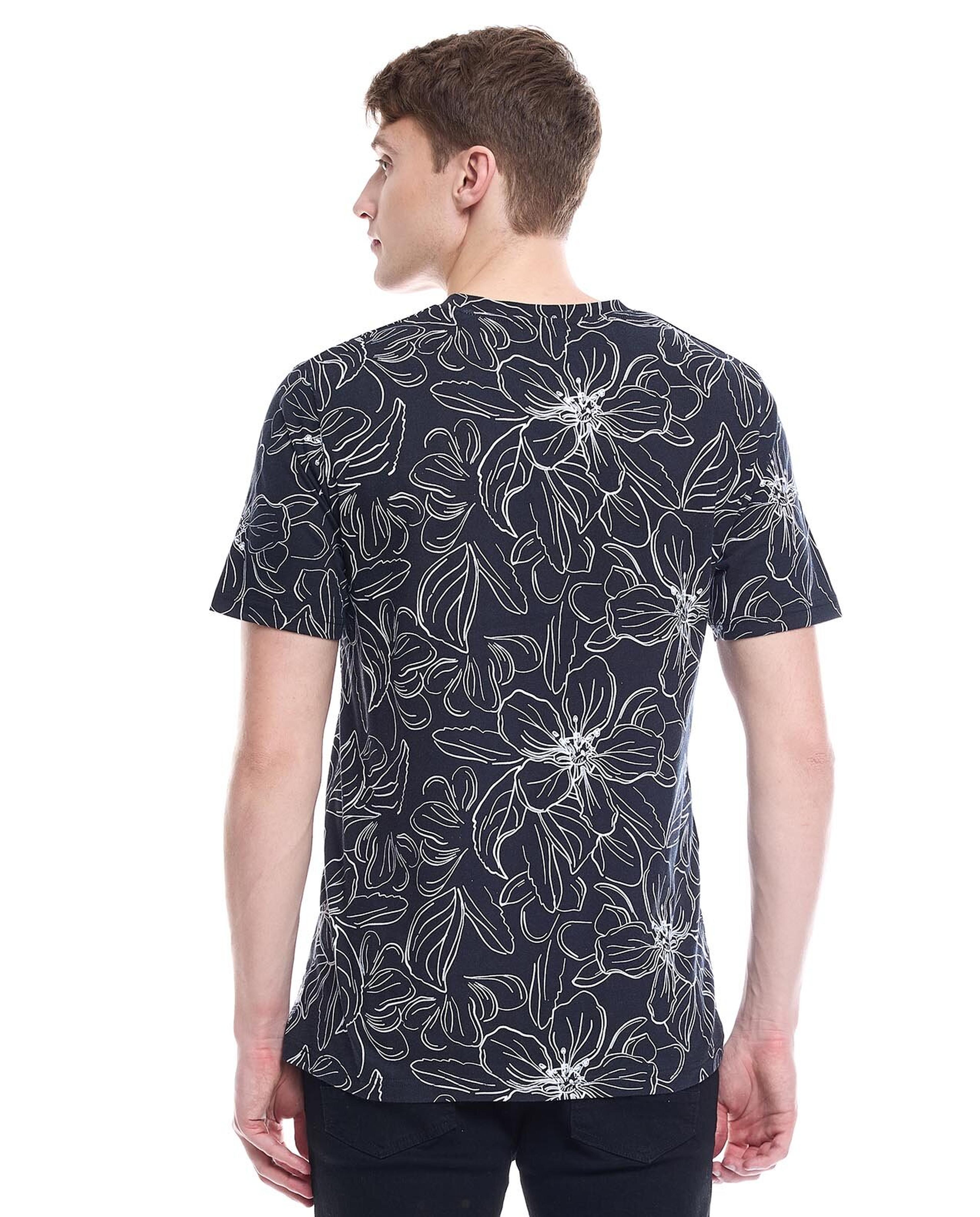 All Over Print T-Shirt with Crew Neck and Short Sleeves