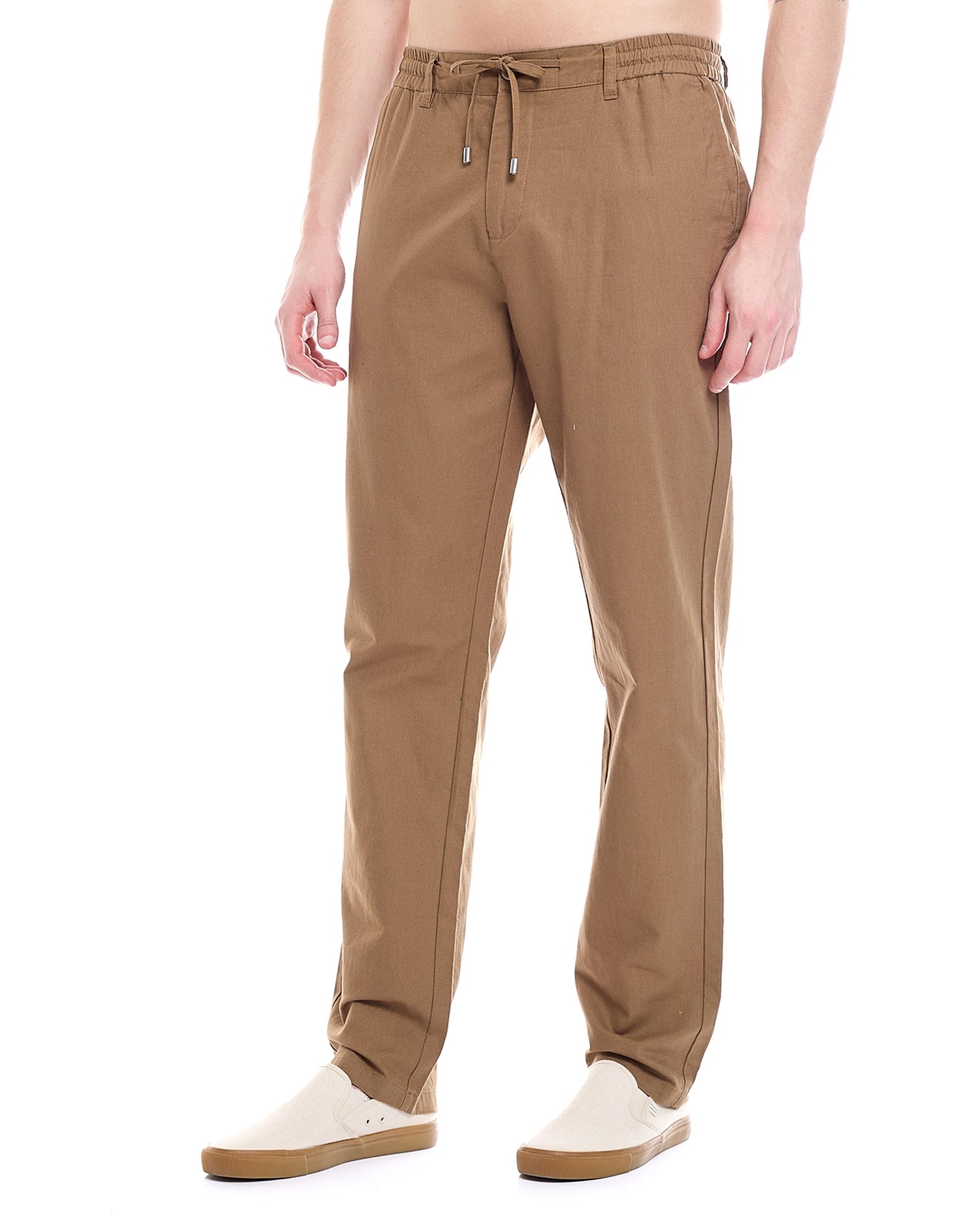 Solid Straight Fit Trousers with Drawstring Waist