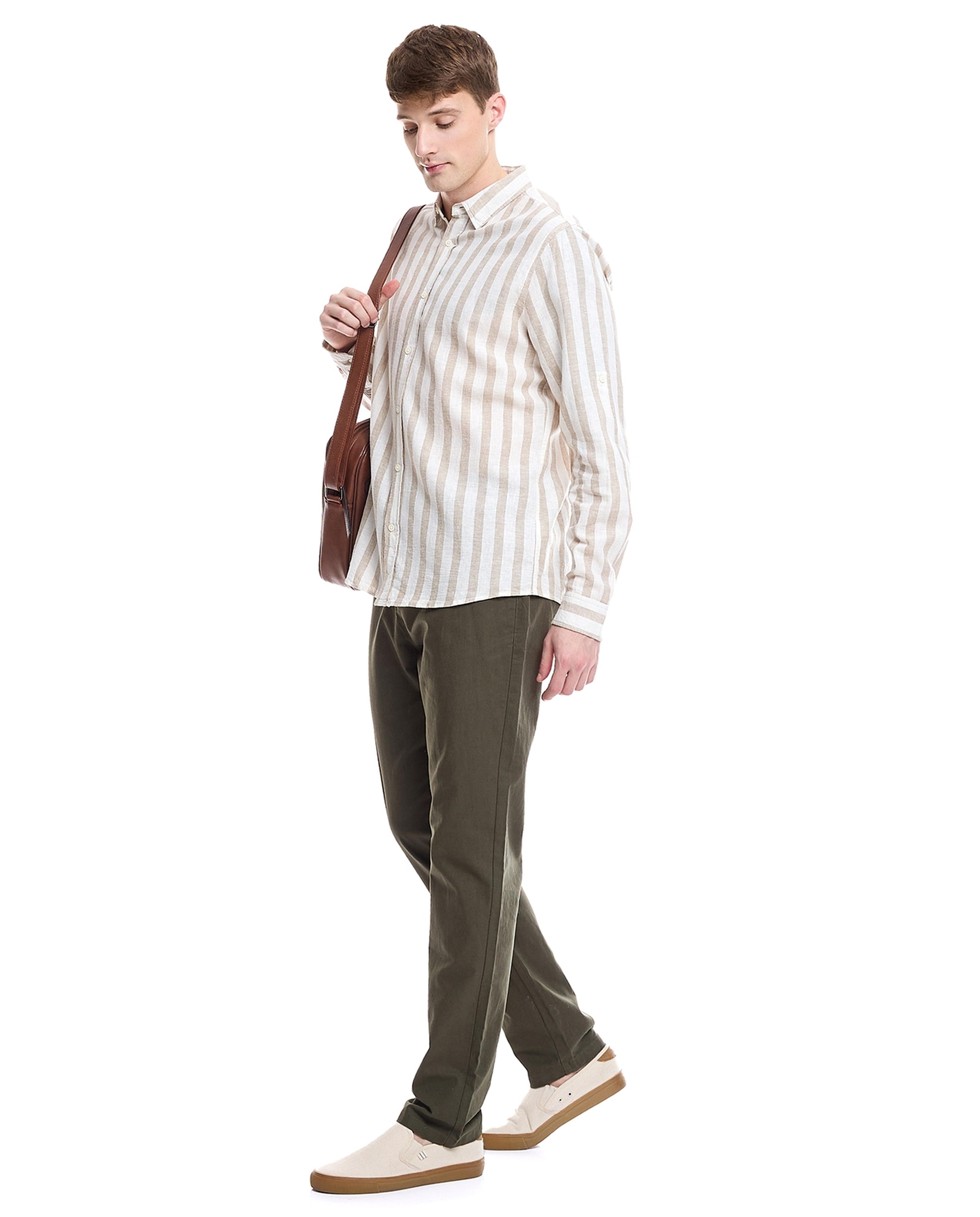 Solid Straight Fit Trousers with Drawstring Waist