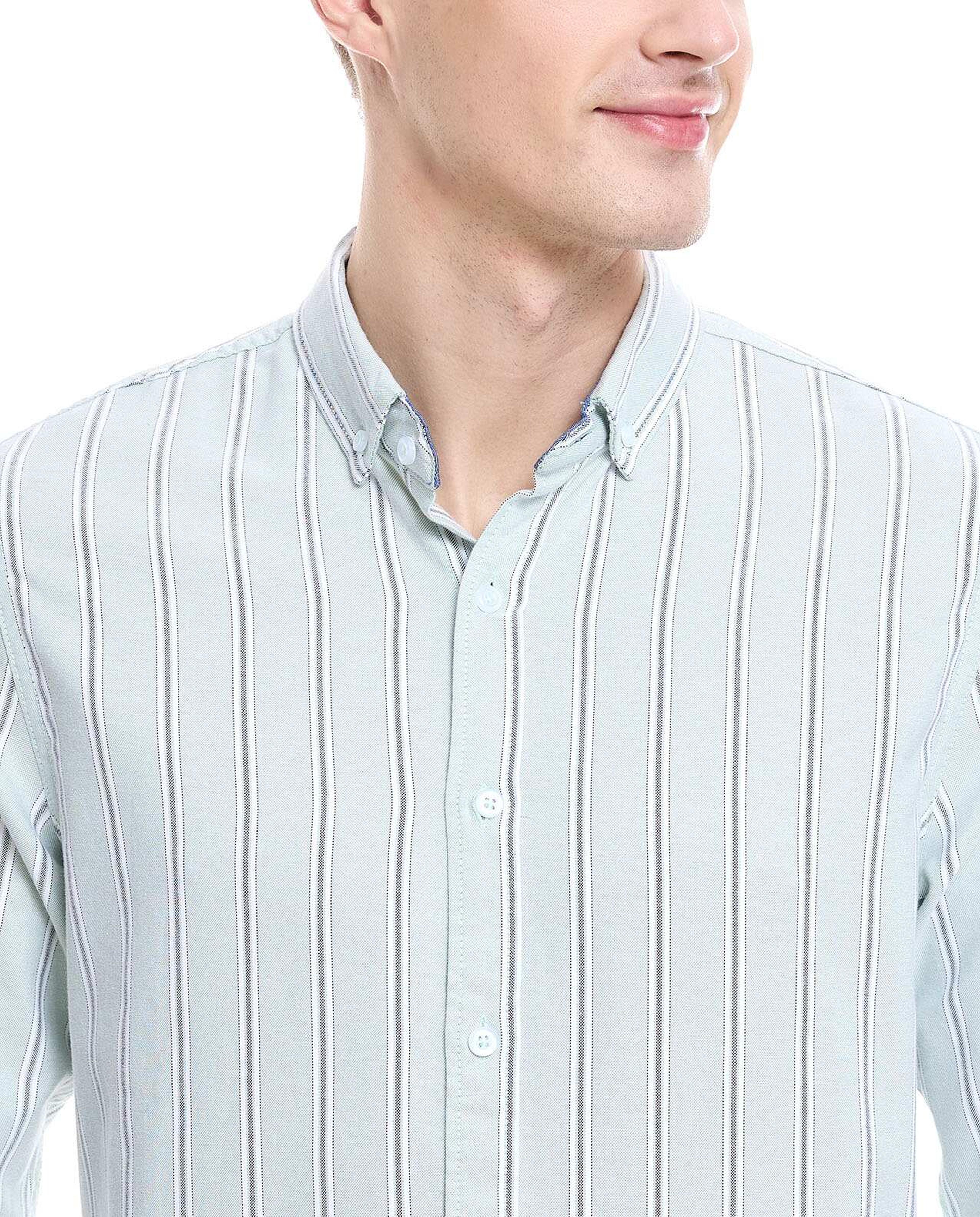 Striped Shirt with Classic Collar and Long Sleeves