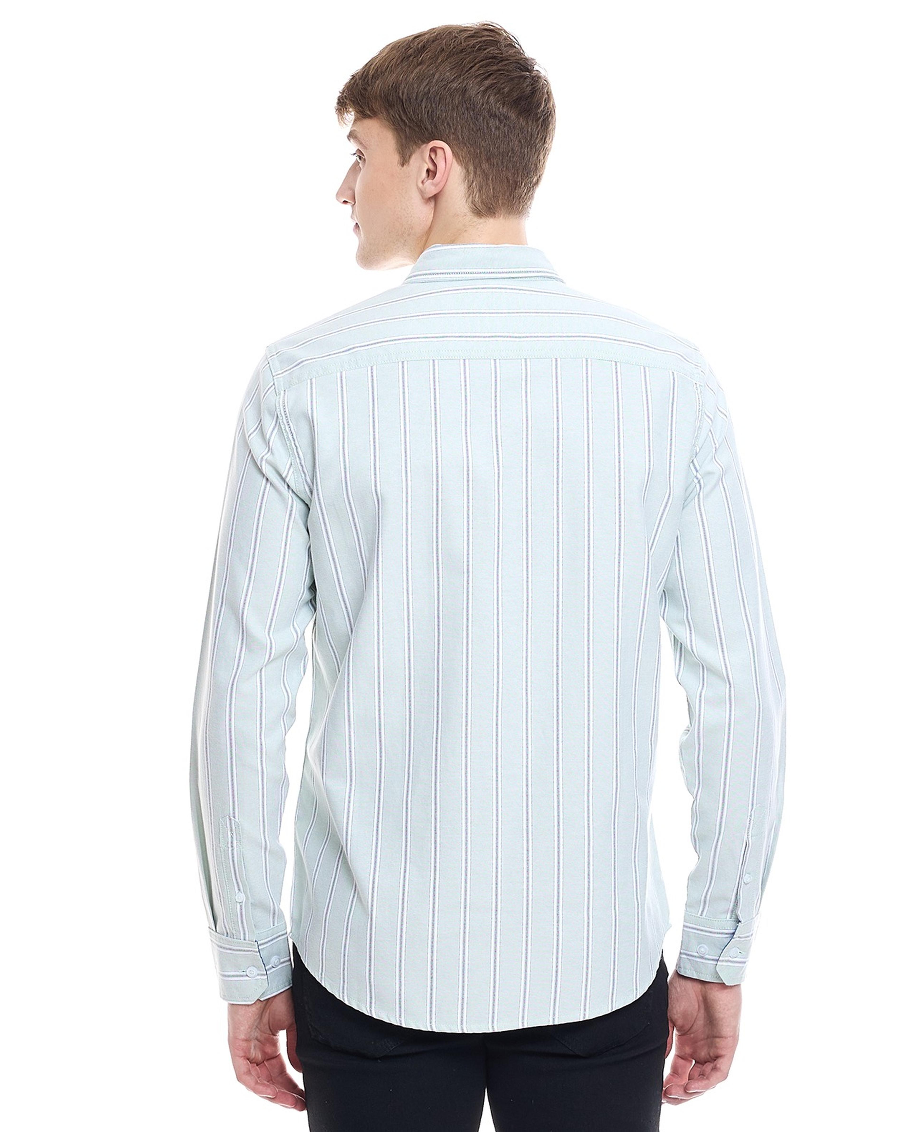 Striped Shirt with Classic Collar and Long Sleeves