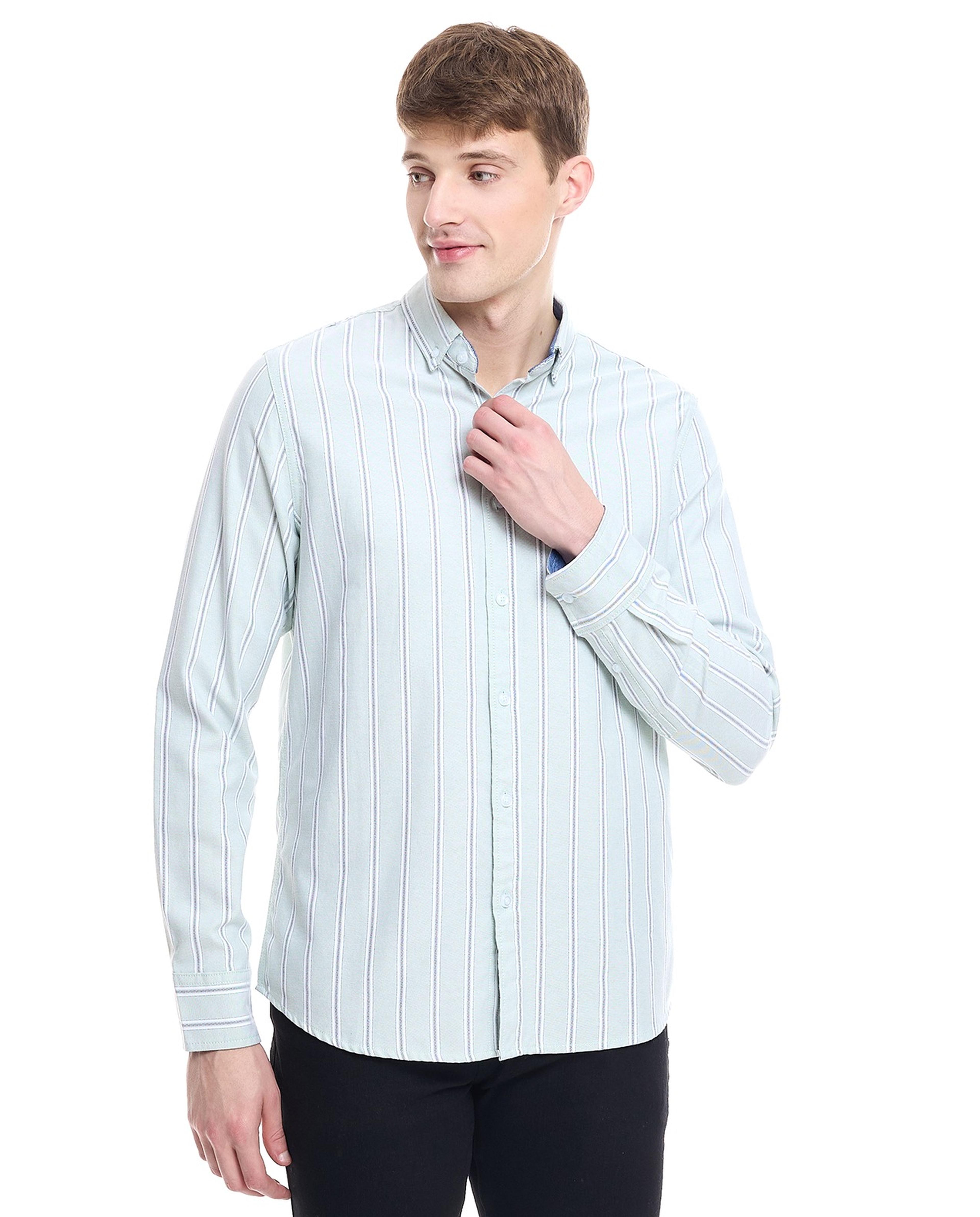 Striped Shirt with Classic Collar and Long Sleeves
