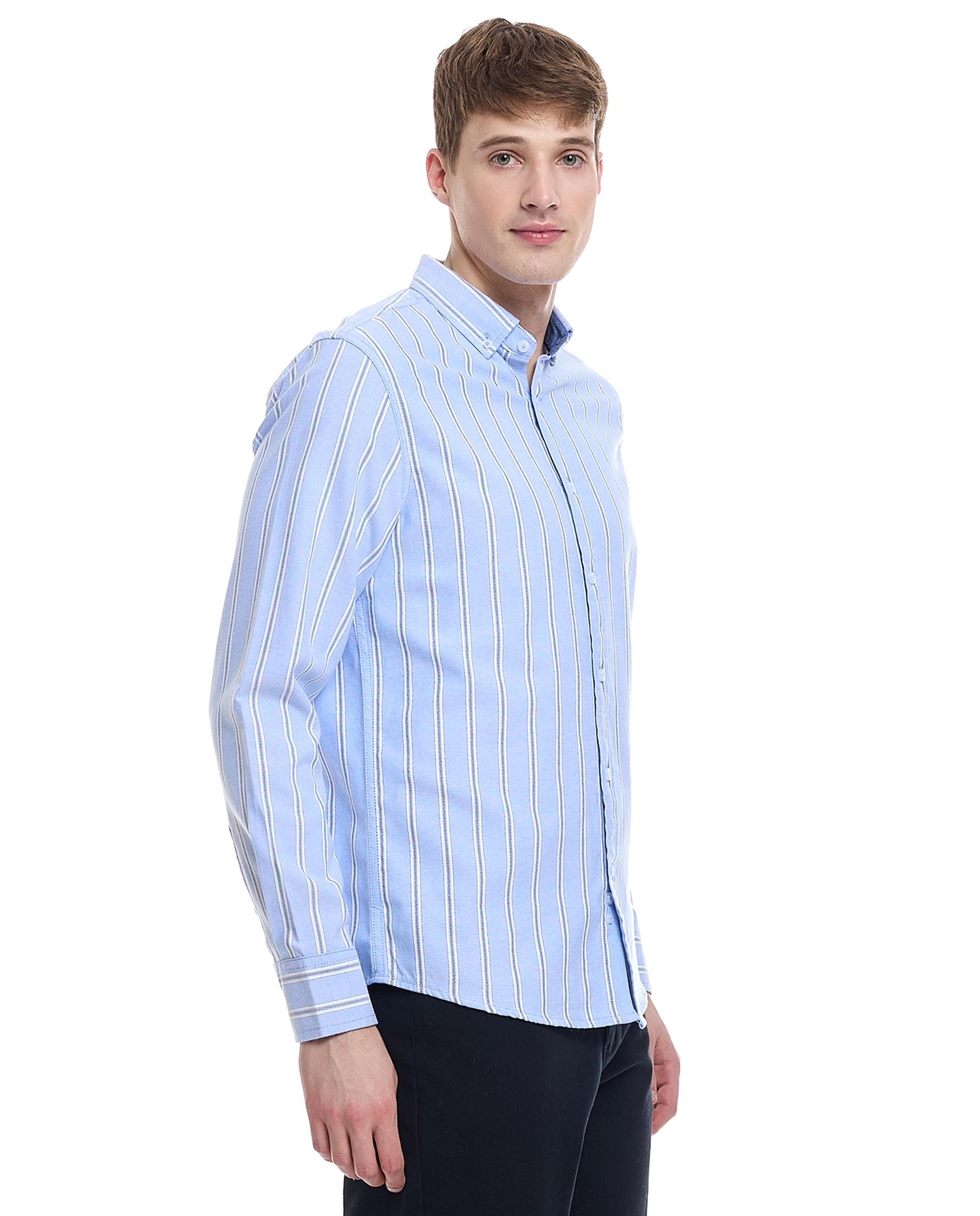 Striped Shirt with Classic Collar and Long Sleeves