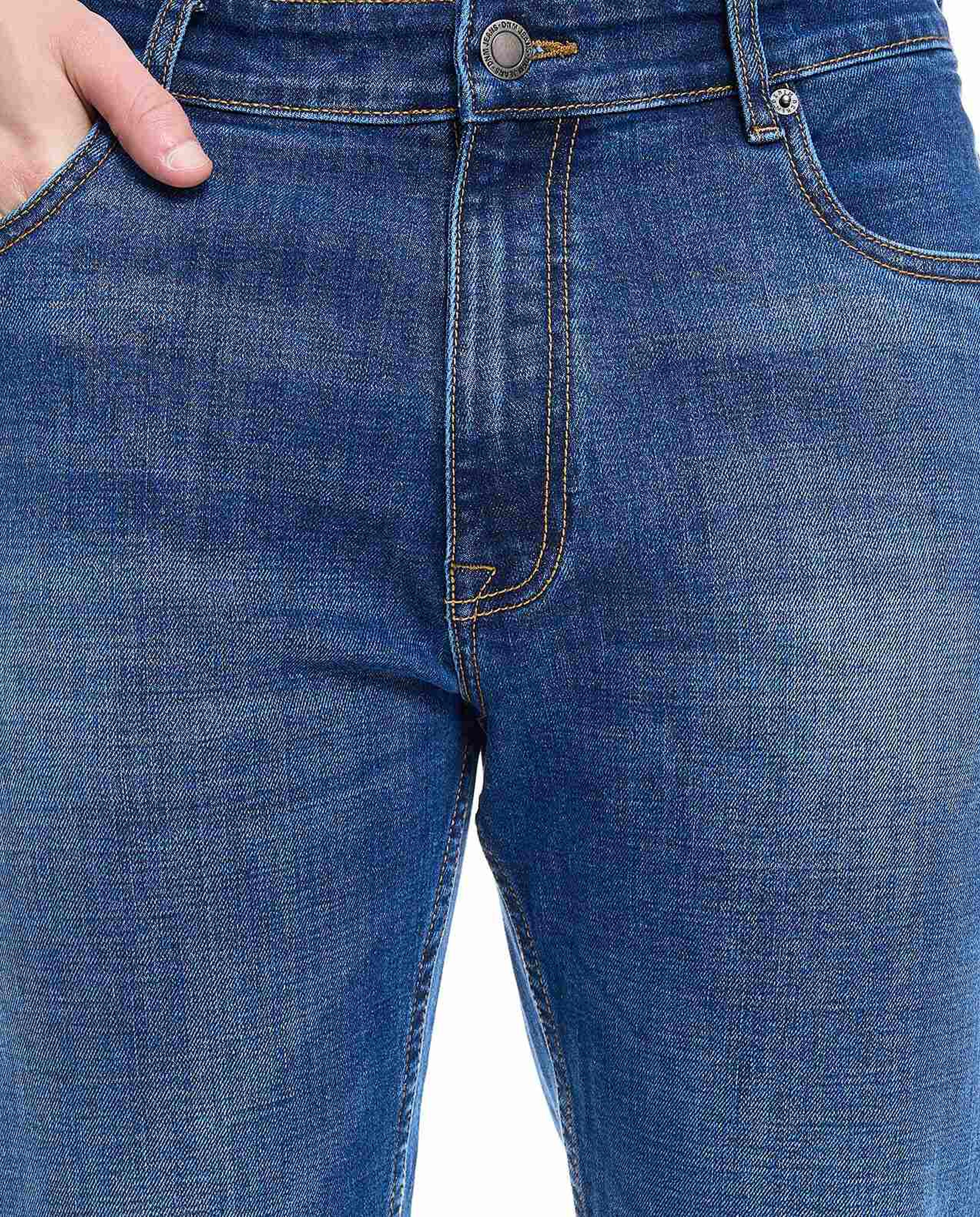 Faded Skinny Fit Jeans with Button Closure
