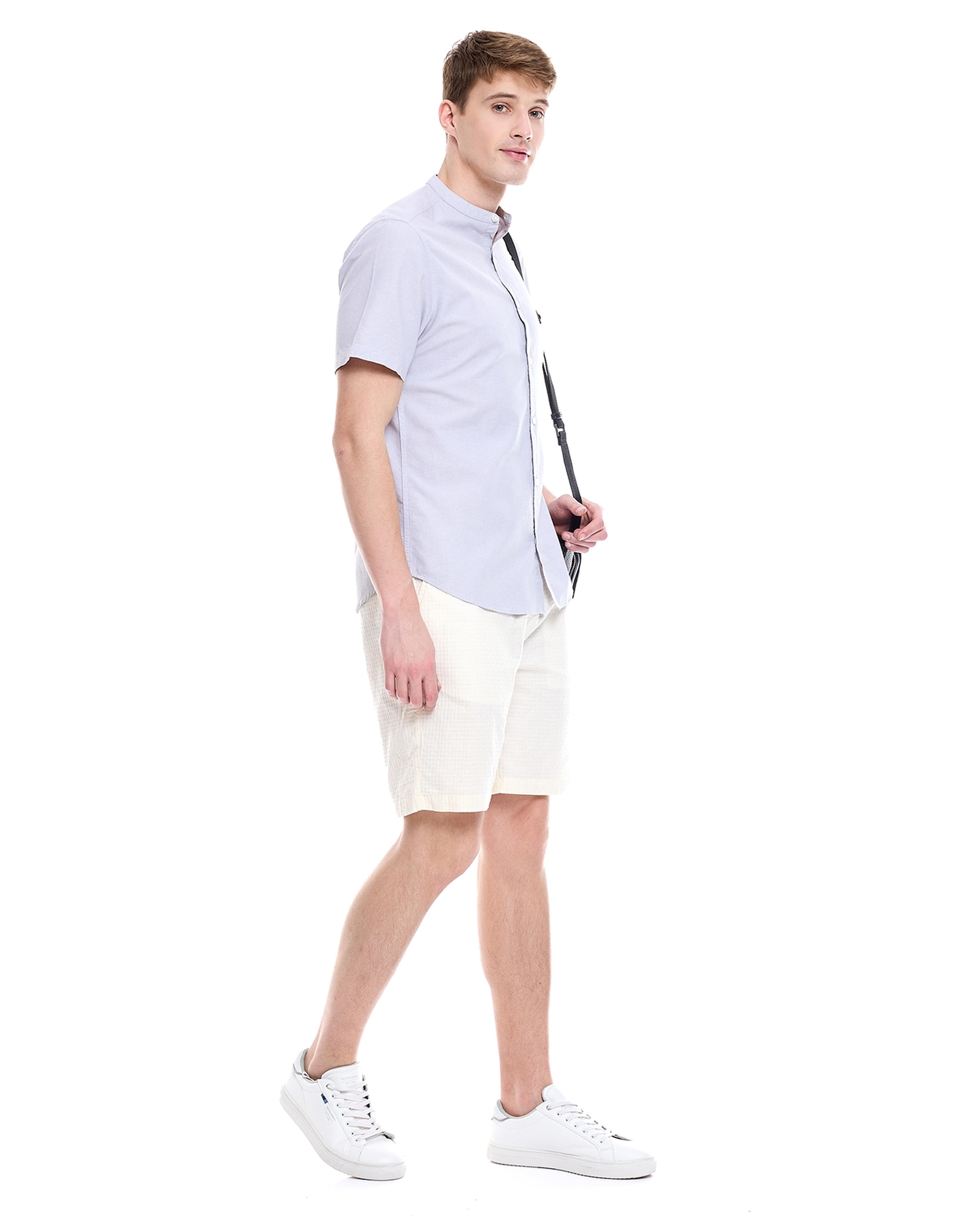 Solid Shorts with Button Closure