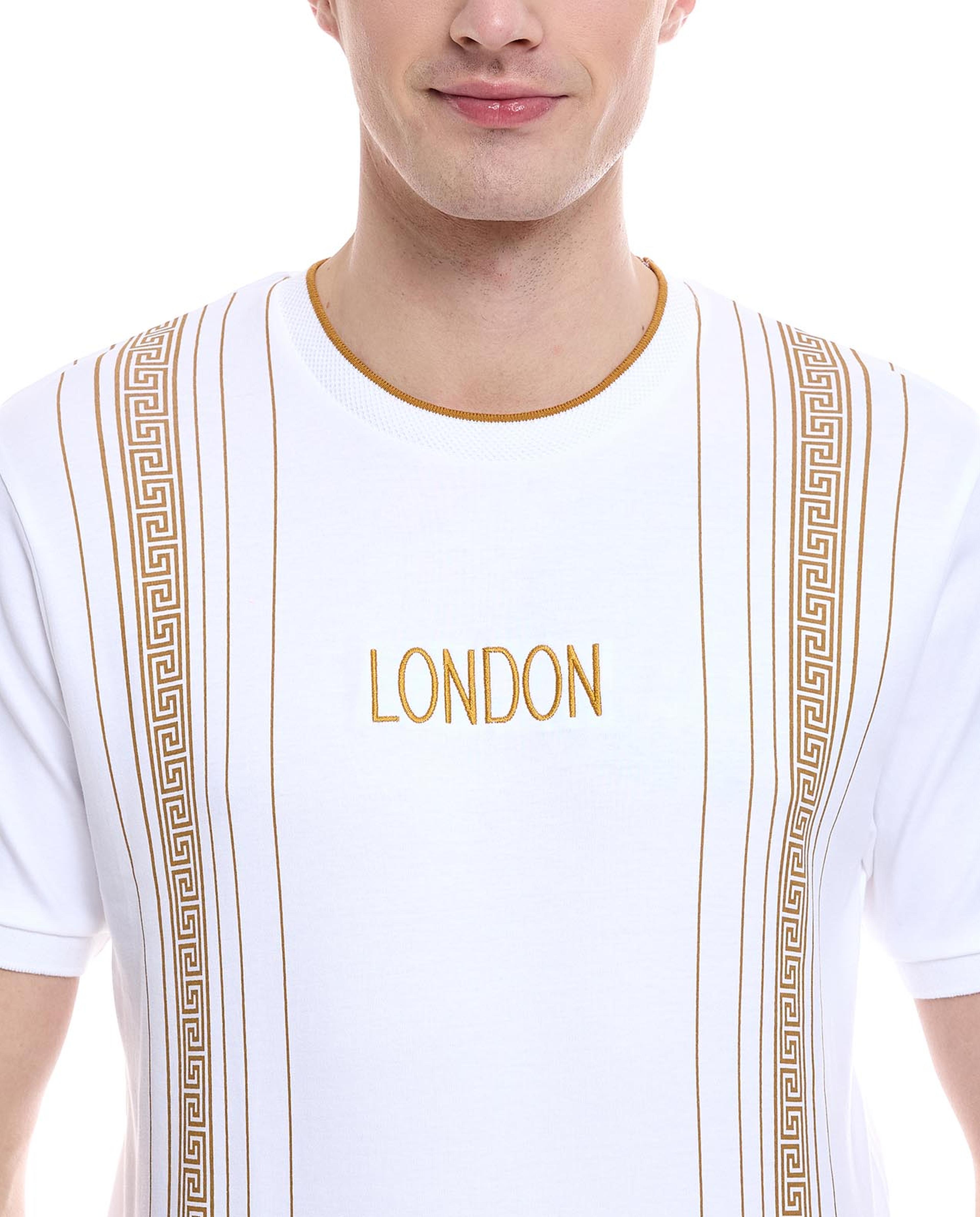 Striped T-Shirt with Crew Neck and Short Sleeves