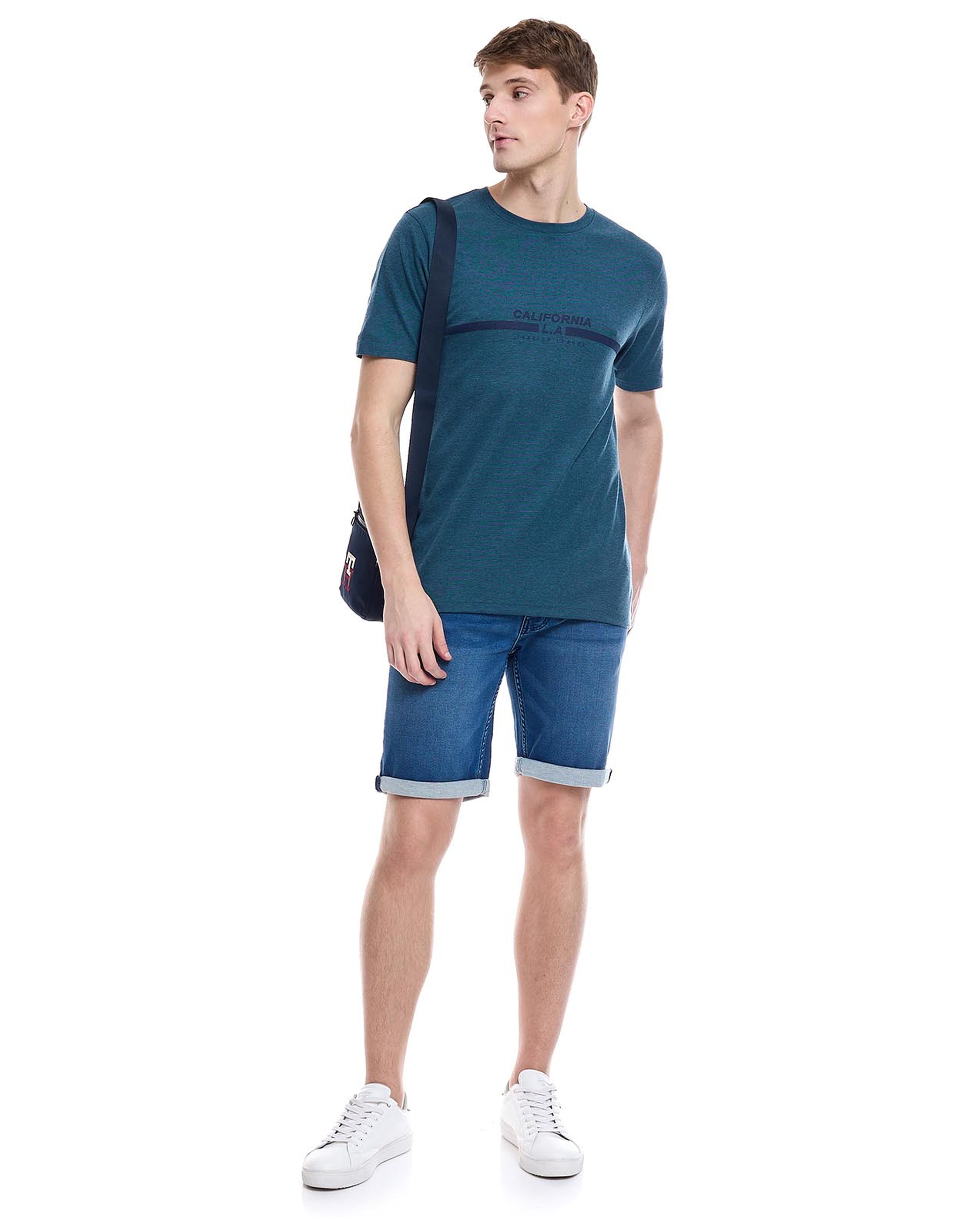 Printed T-Shirt with Crew Neck and Short Sleeves