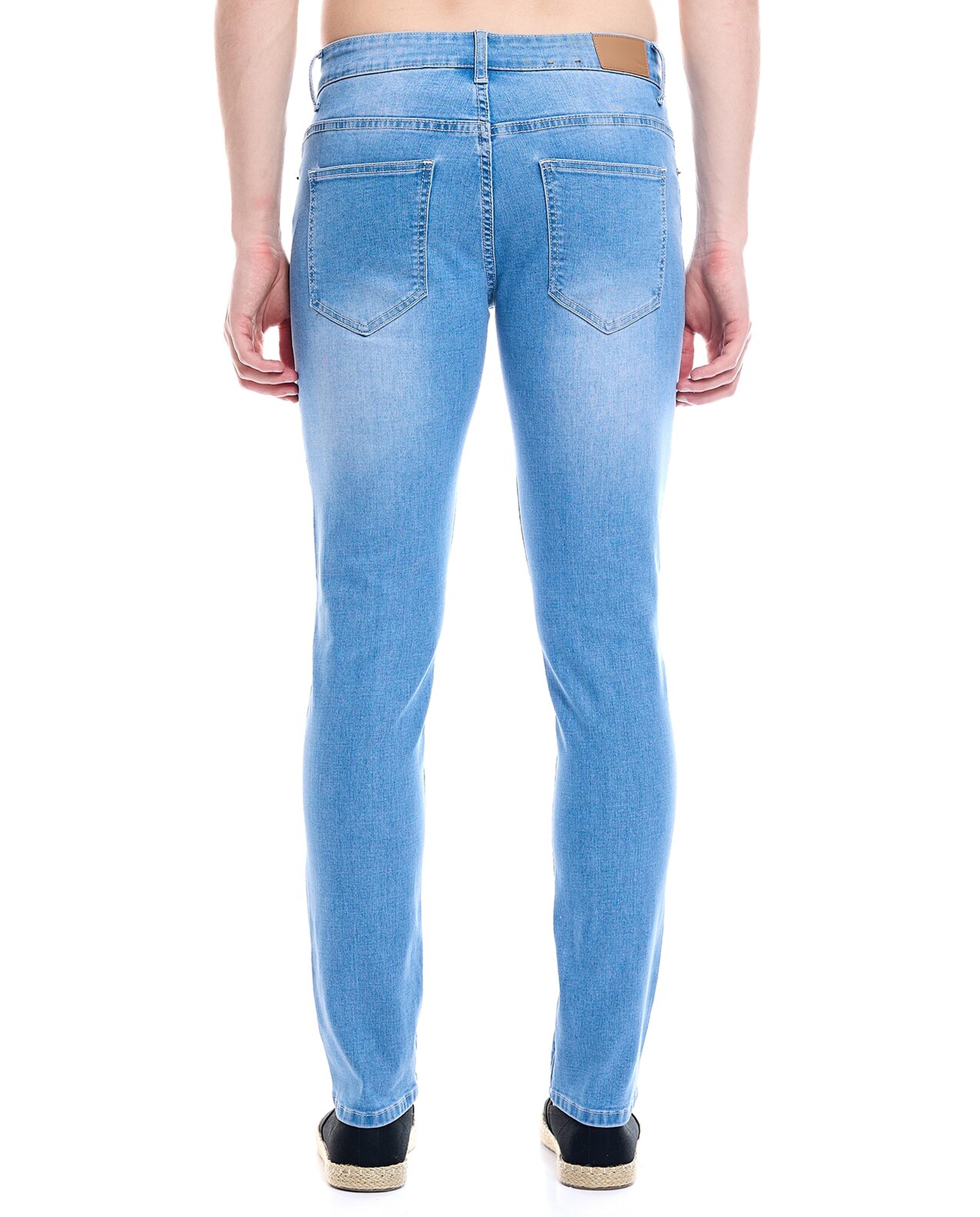Faded Skinny Fit Jeans with Button Closure