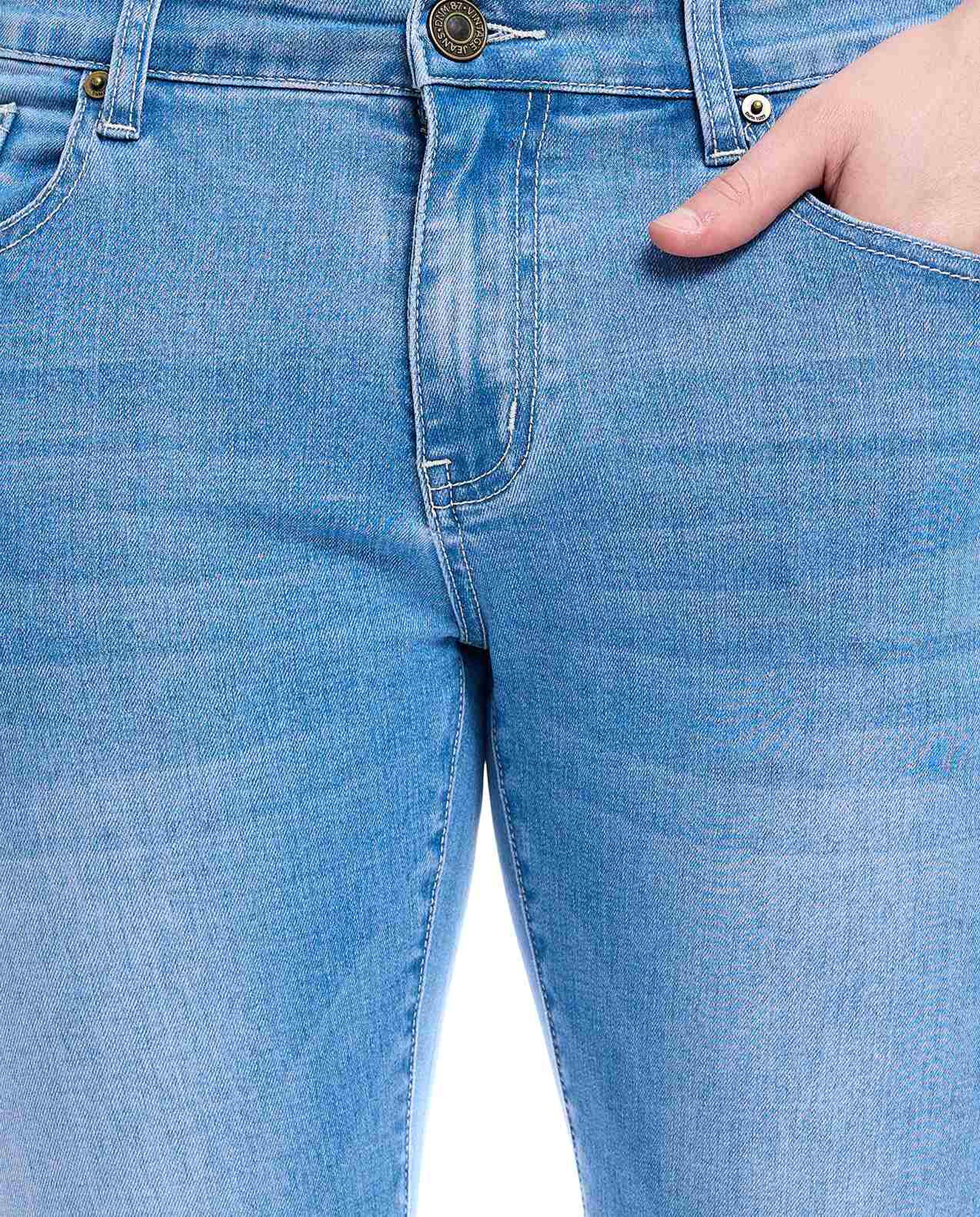 Faded Skinny Fit Jeans with Button Closure