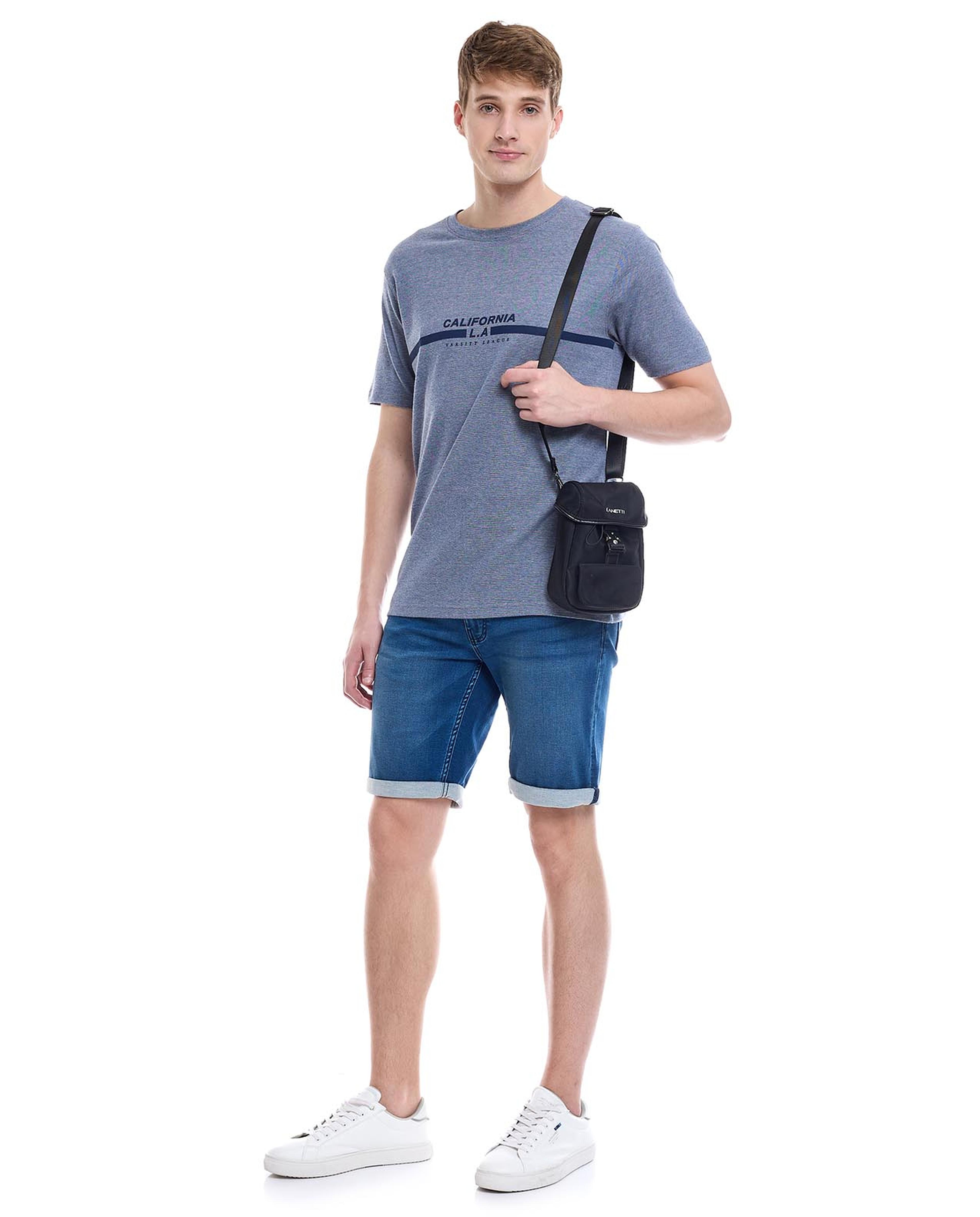 Printed T-Shirt with Crew Neck and Short Sleeves