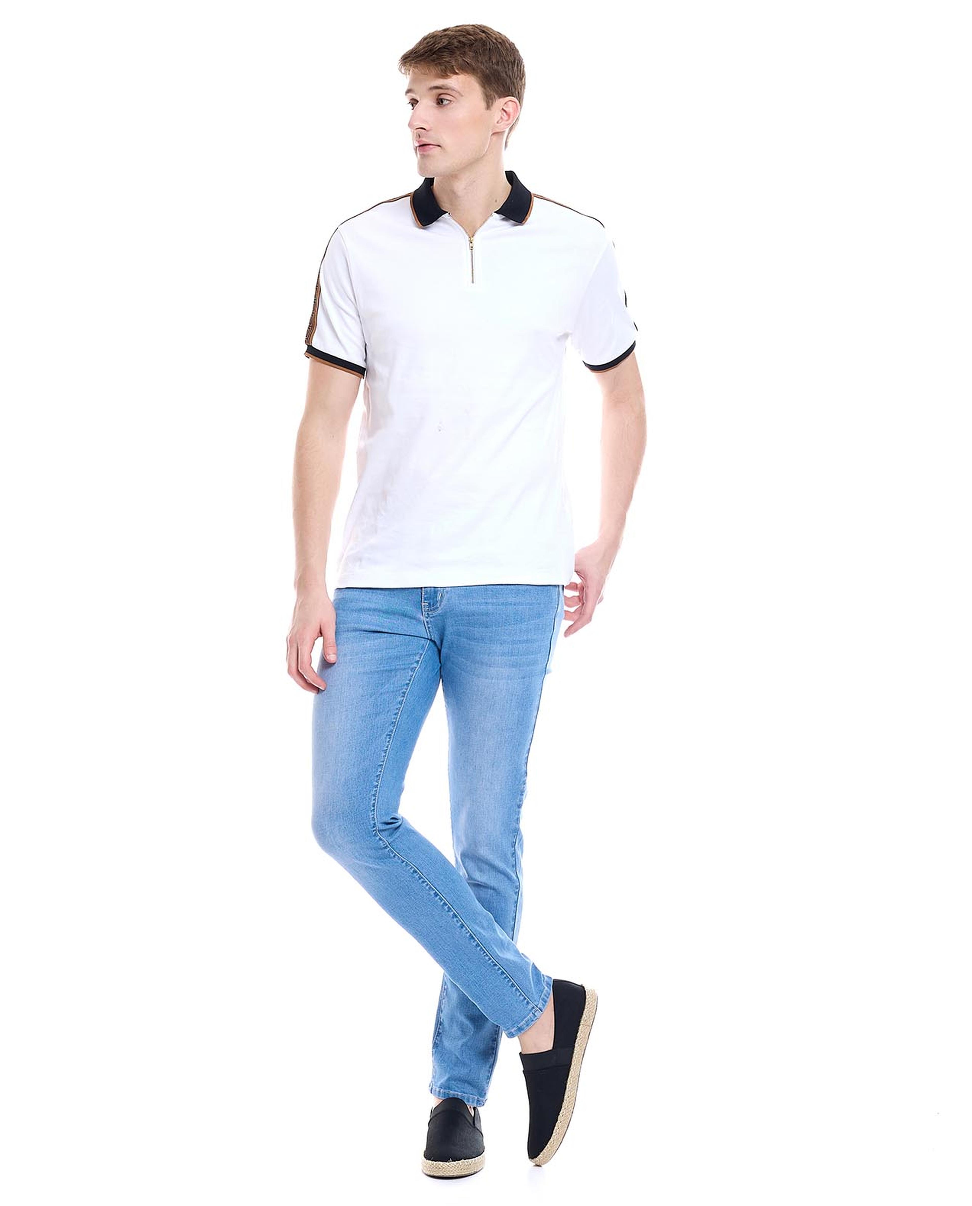 Faded Skinny Fit Jeans with Button Closure