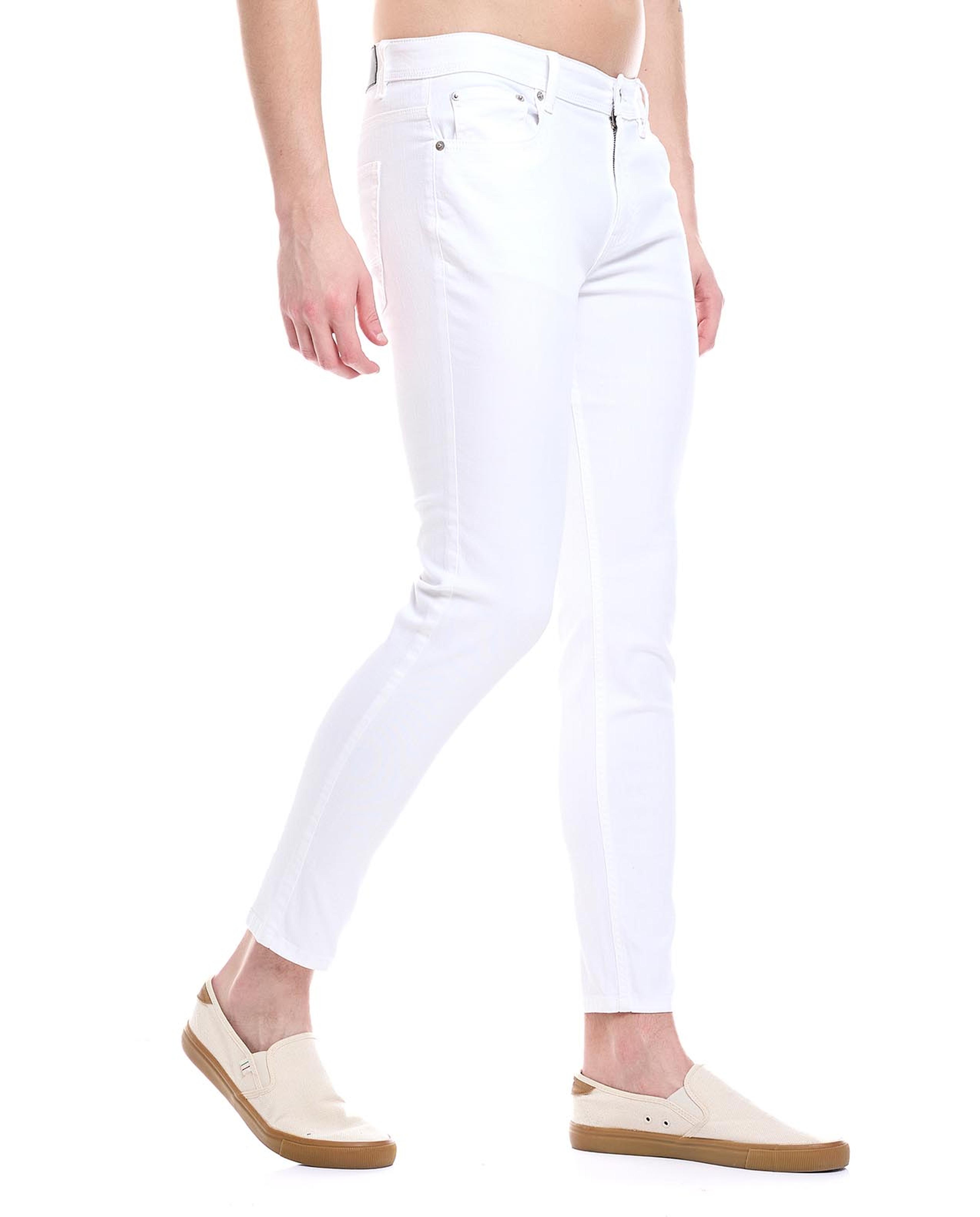 Solid Skinny Fit Jeans with Button Closure