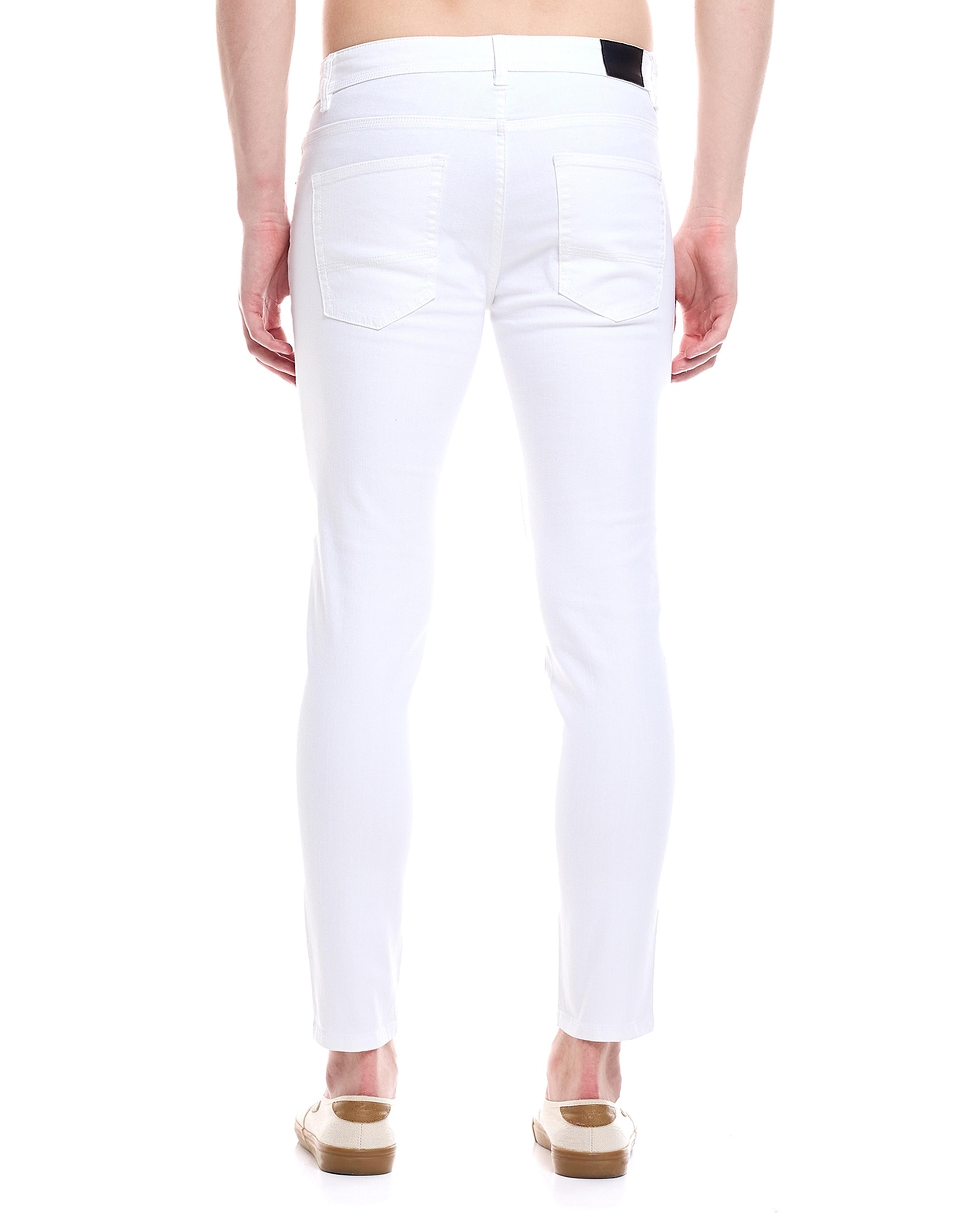 Solid Skinny Fit Jeans with Button Closure