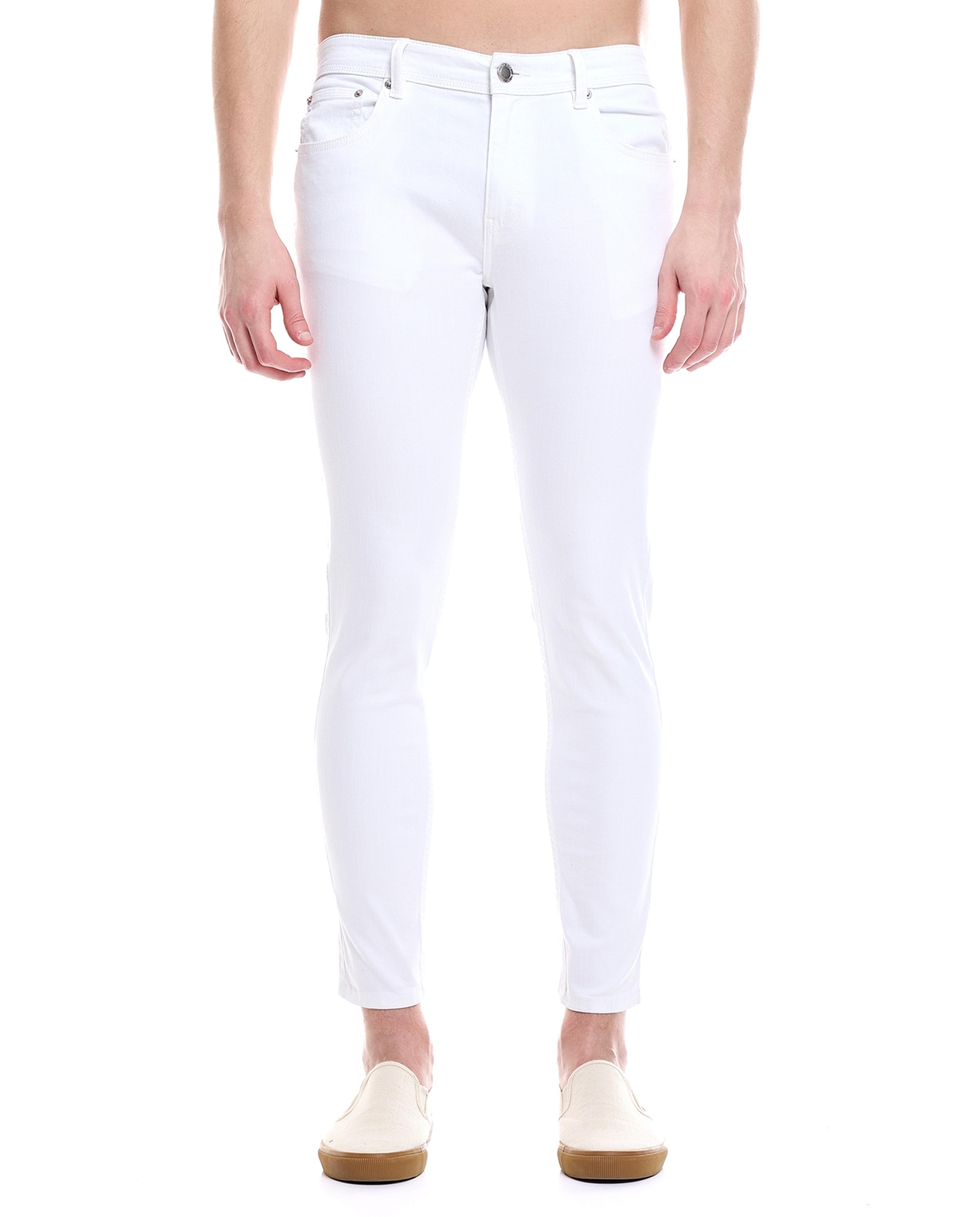 Solid Skinny Fit Jeans with Button Closure