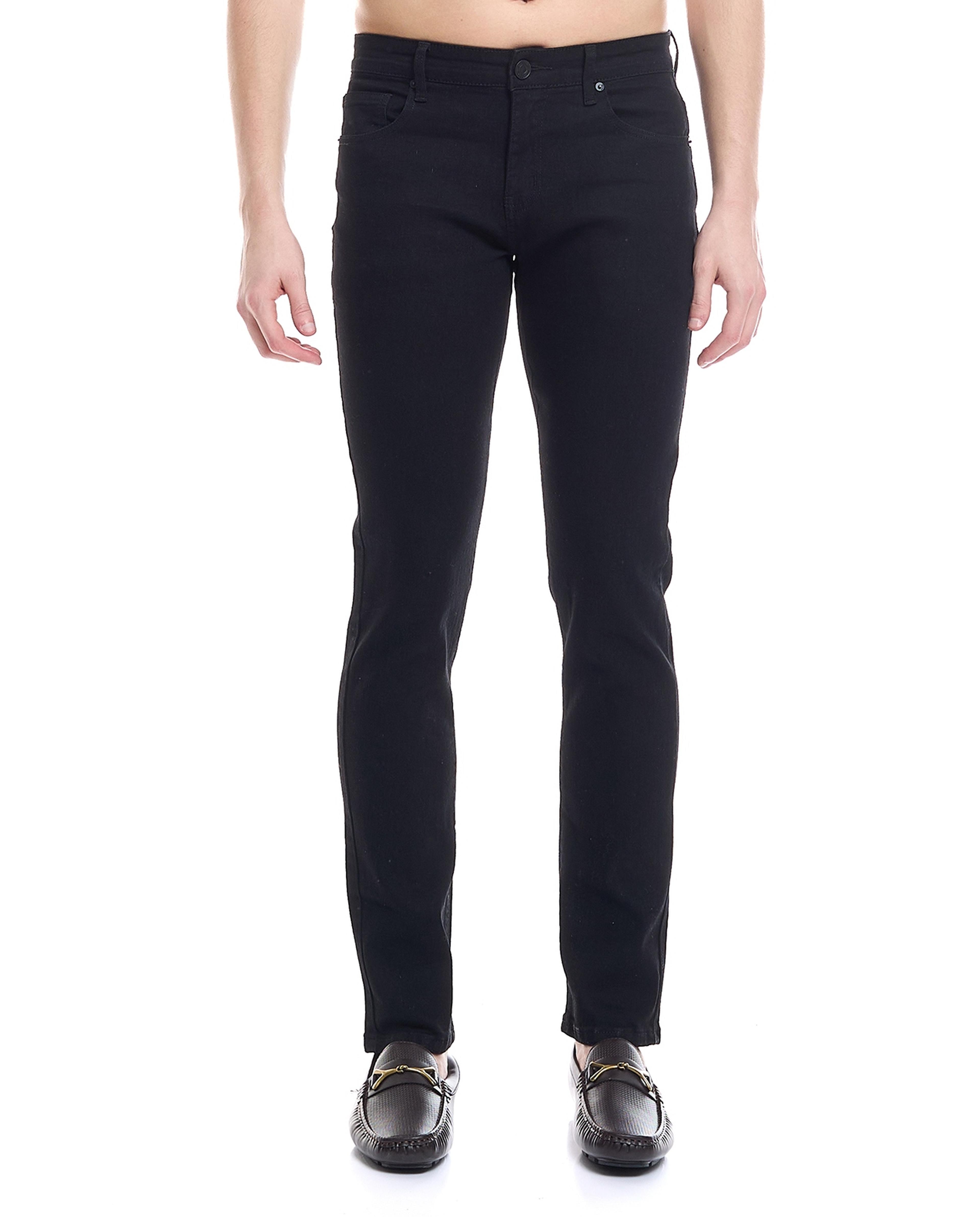 Solid Skinny Fit Jeans with Button Closure